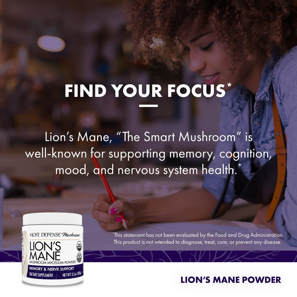 Host Defense Lion's Mane Powder - Brain Health & Focus (66 Servings)
