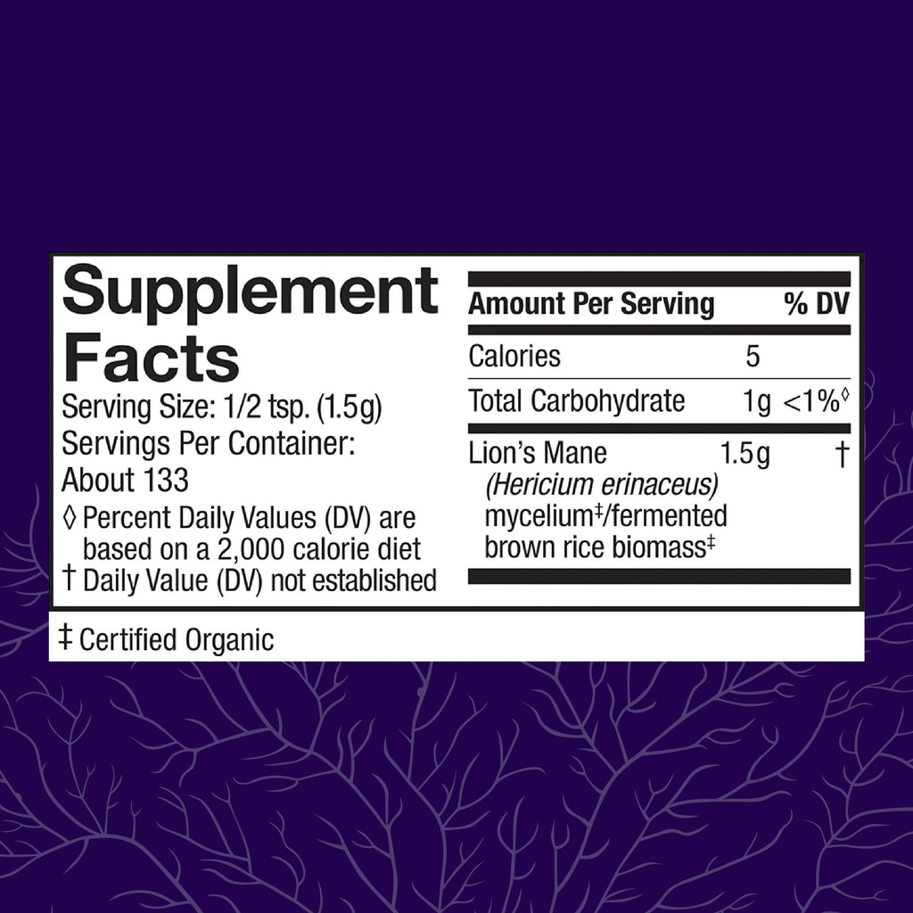 Host Defense Lion's Mane Powder - Brain Health & Focus Support - 7 oz (133 Servings)*
