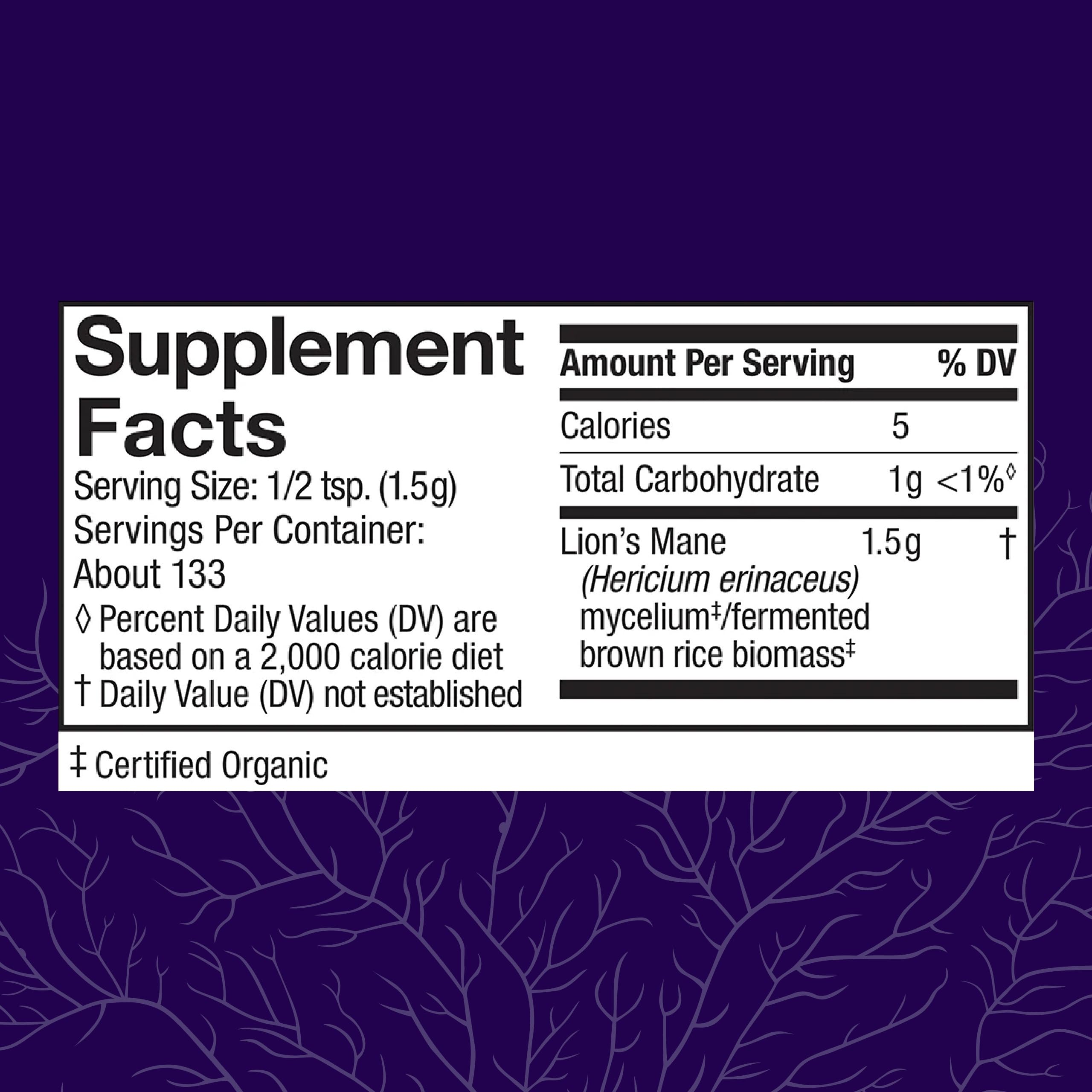Host Defense Lion's Mane Powder - Brain Health & Focus Support - 7 oz (133 Servings)*