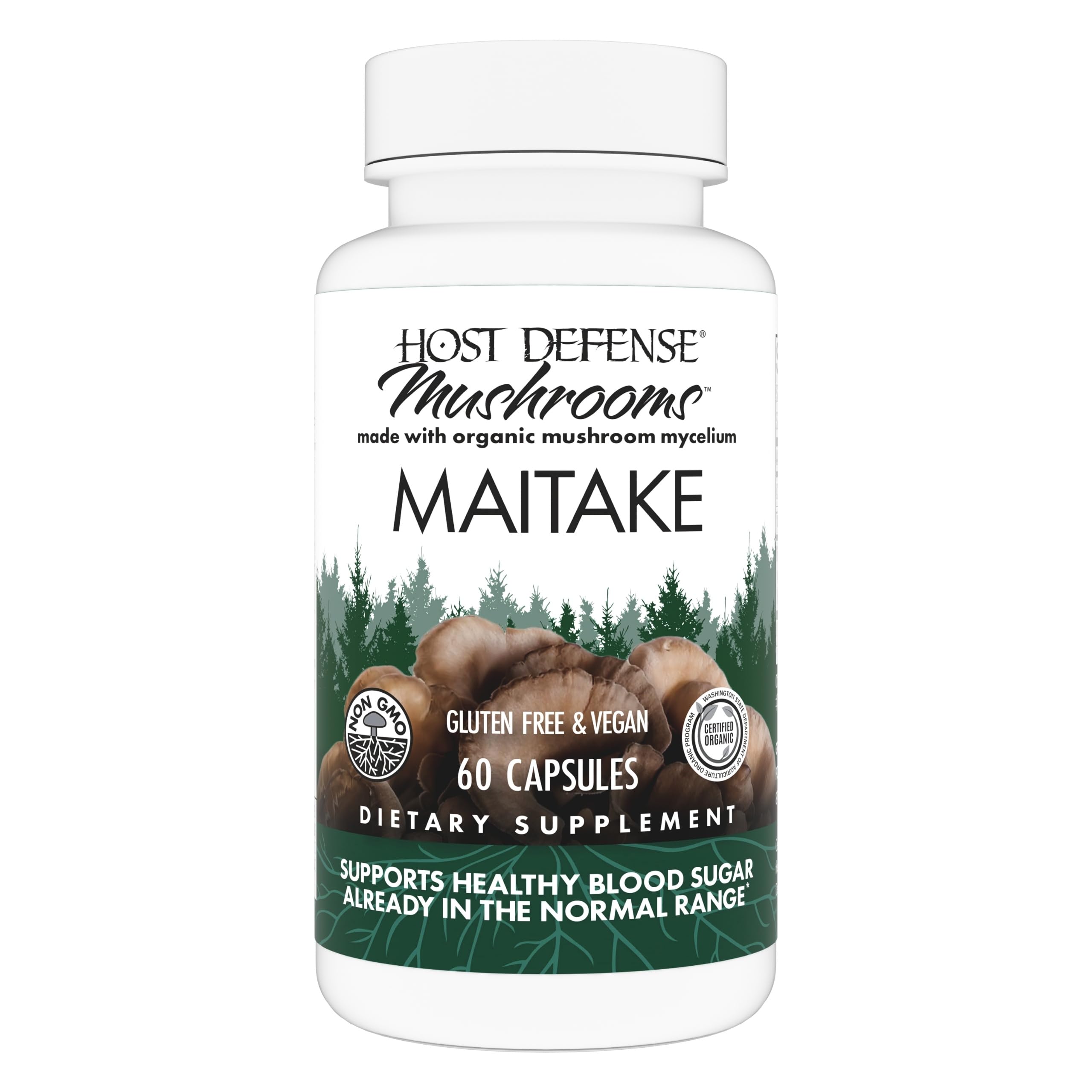 Host Defense Maitake Capsules – Immune & Cellular Health (60 Capsules, 30 Servings)