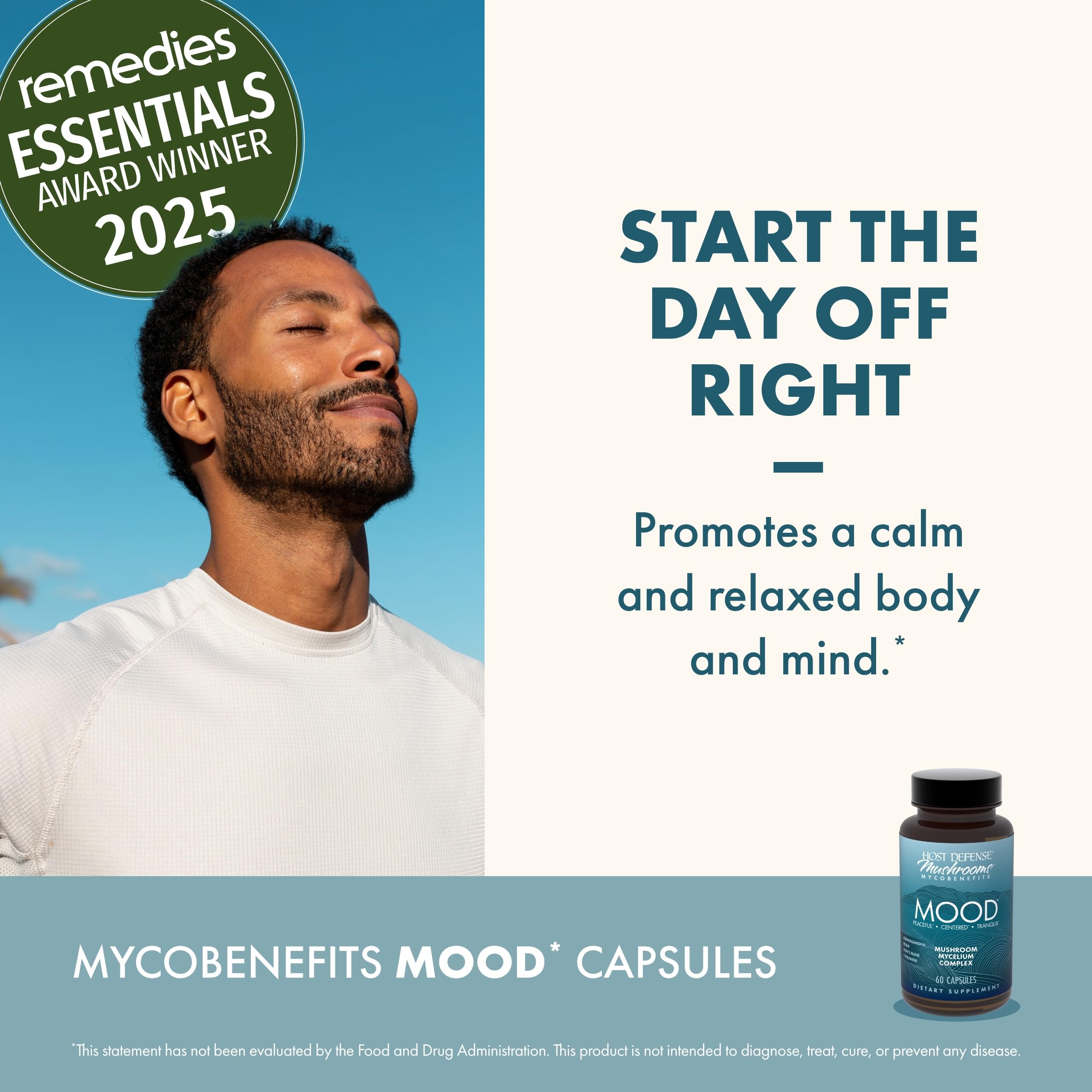 Host Defense MycoBenefits Mood* Capsules – Healthy Mind Support | Lion's Mane, L-Theanine & Ashwagandha | 60 Caps