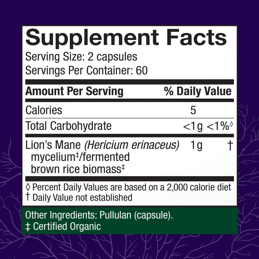 Host Defense Mushrooms Lion's Mane – Brain Health, Focus & Memory (120 Capsules)