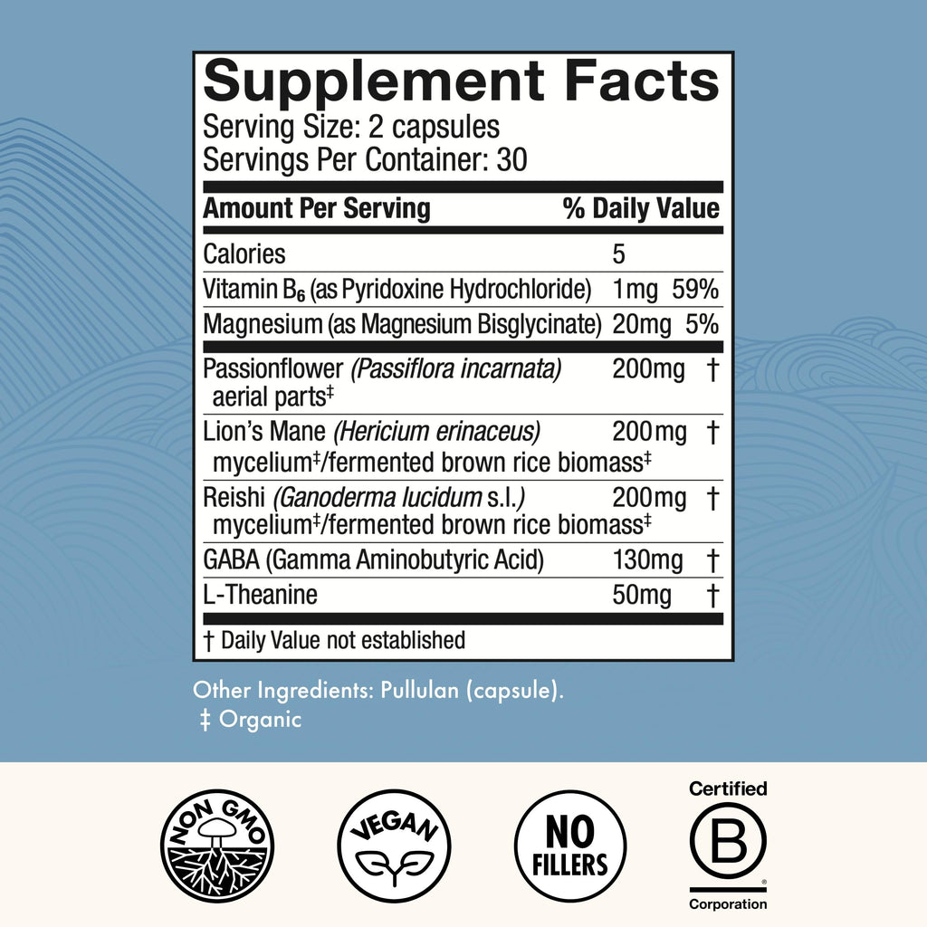 Host Defense MycoBenefits Sleep Capsules – Restful Sleep Support with Magnesium, Lion's Mane & GABA (60 Capsules, 30 Servings)
