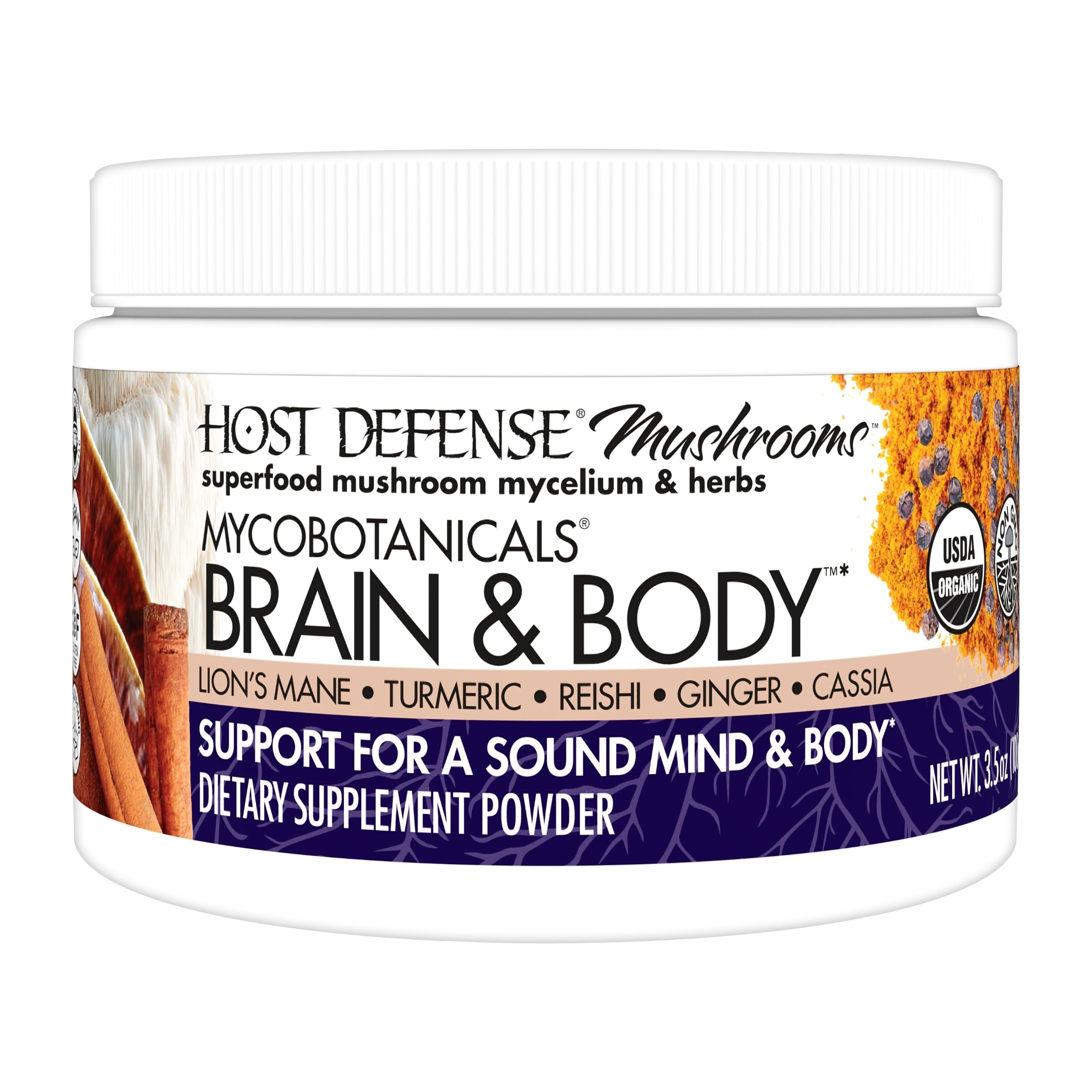Host Defense MycoBotanicals Brain & Body Powder – Digestive & Immune Support with Lion's Mane & Reishi