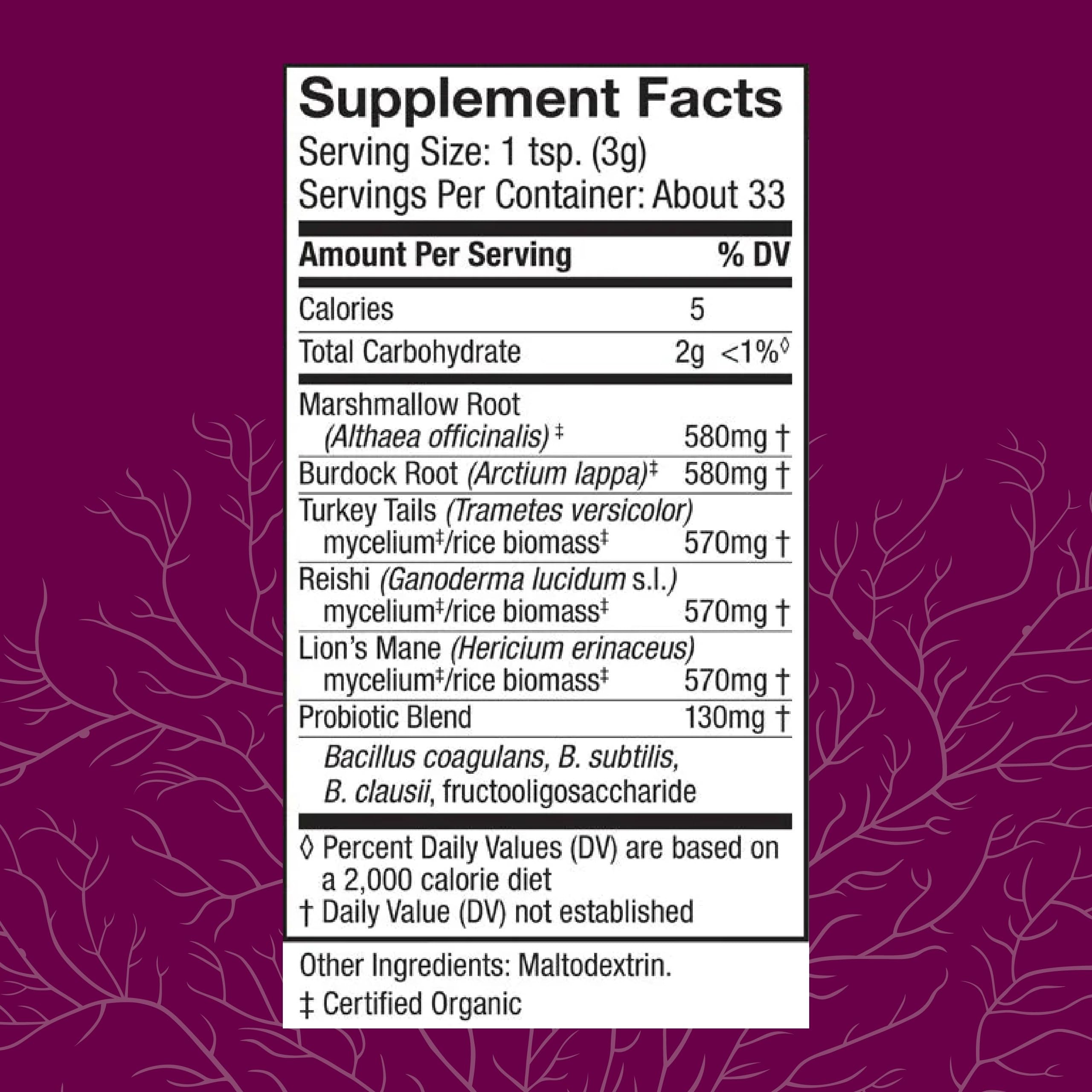 Host Defense MycoBotanicals Microbiome Powder – Digestive & Immune Health Support (3.5 oz, 33 Servings)