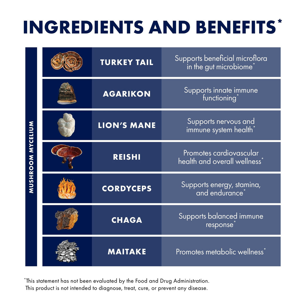 Host Defense MyCommunity Capsules - 17-Species Mushroom Blend for Immune Support | 30 Capsules