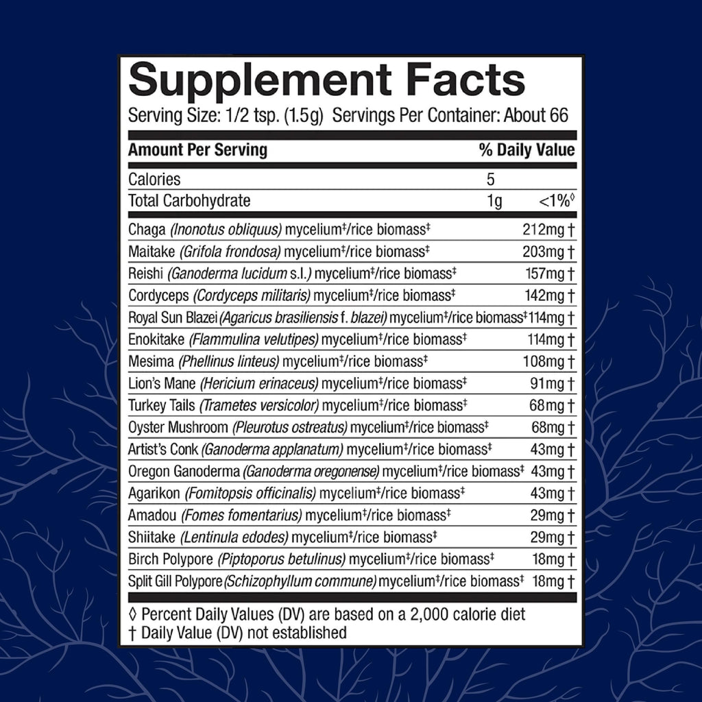 Host Defense MyCommunity Powder 17-Species Mushroom Blend for Immune Support - 100g (66 Servings)