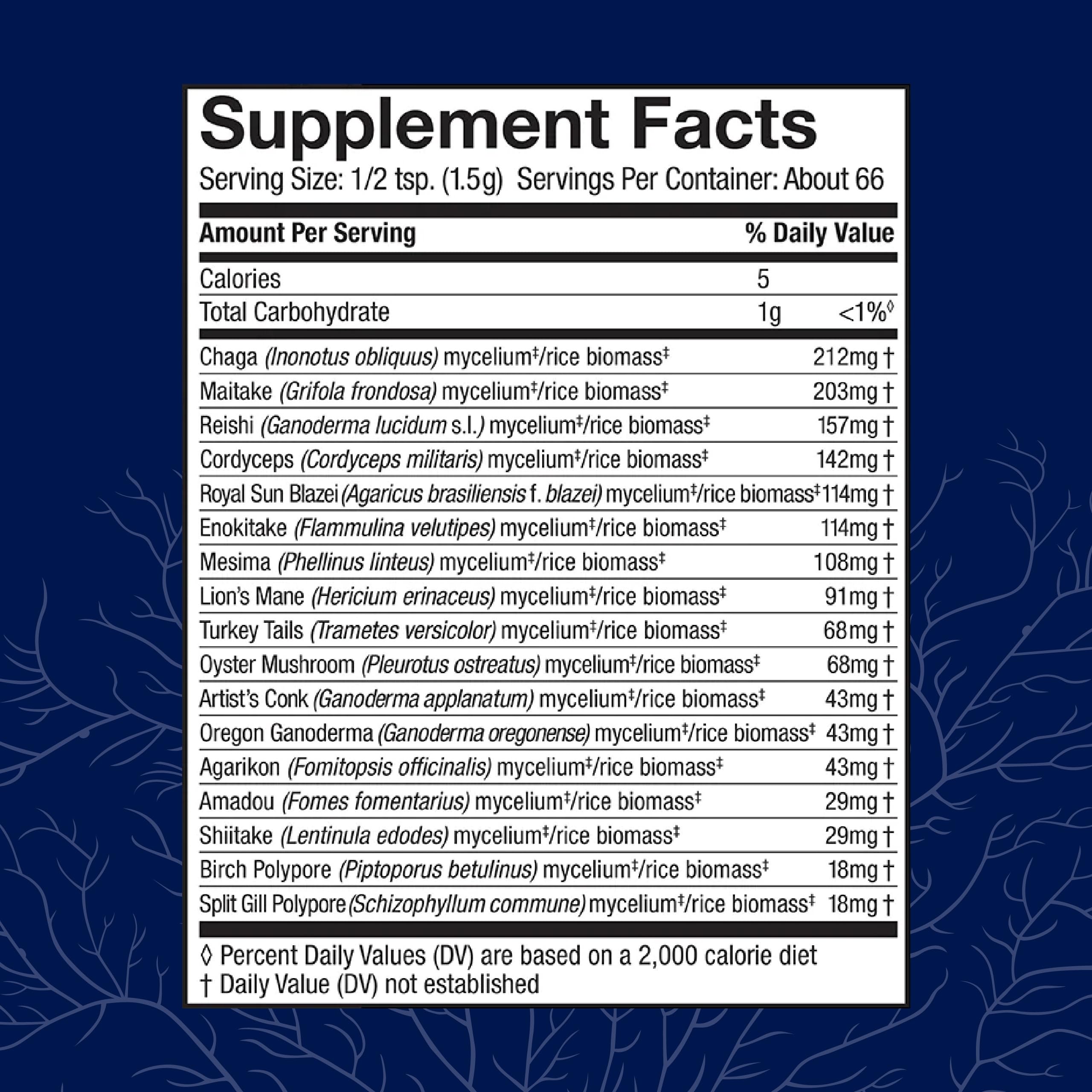 Host Defense MyCommunity Powder 17-Species Mushroom Blend for Immune Support - 100g (66 Servings)