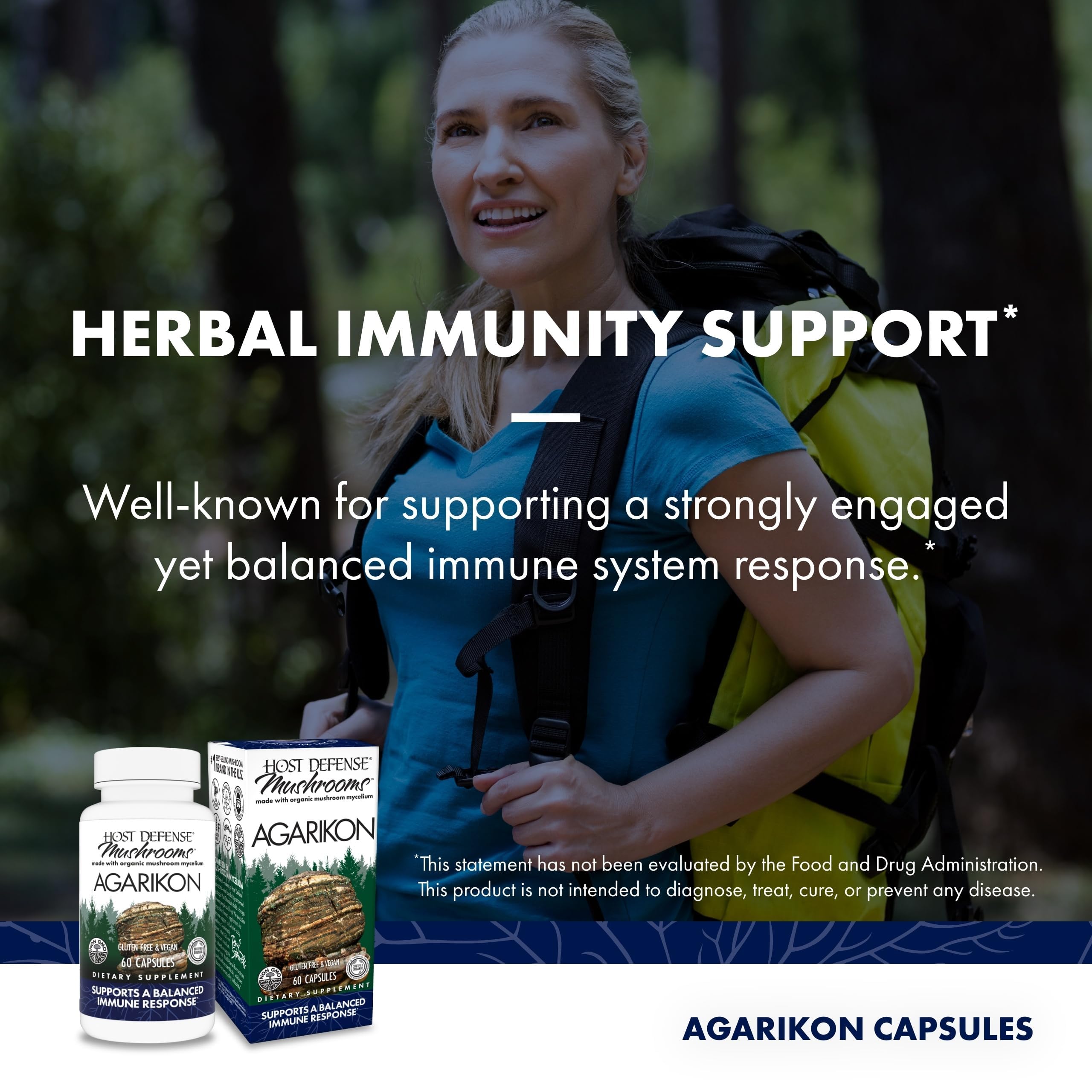 Host Defense Agarikon Capsules – Immune System Support Mushroom Supplement (60 Capsules)