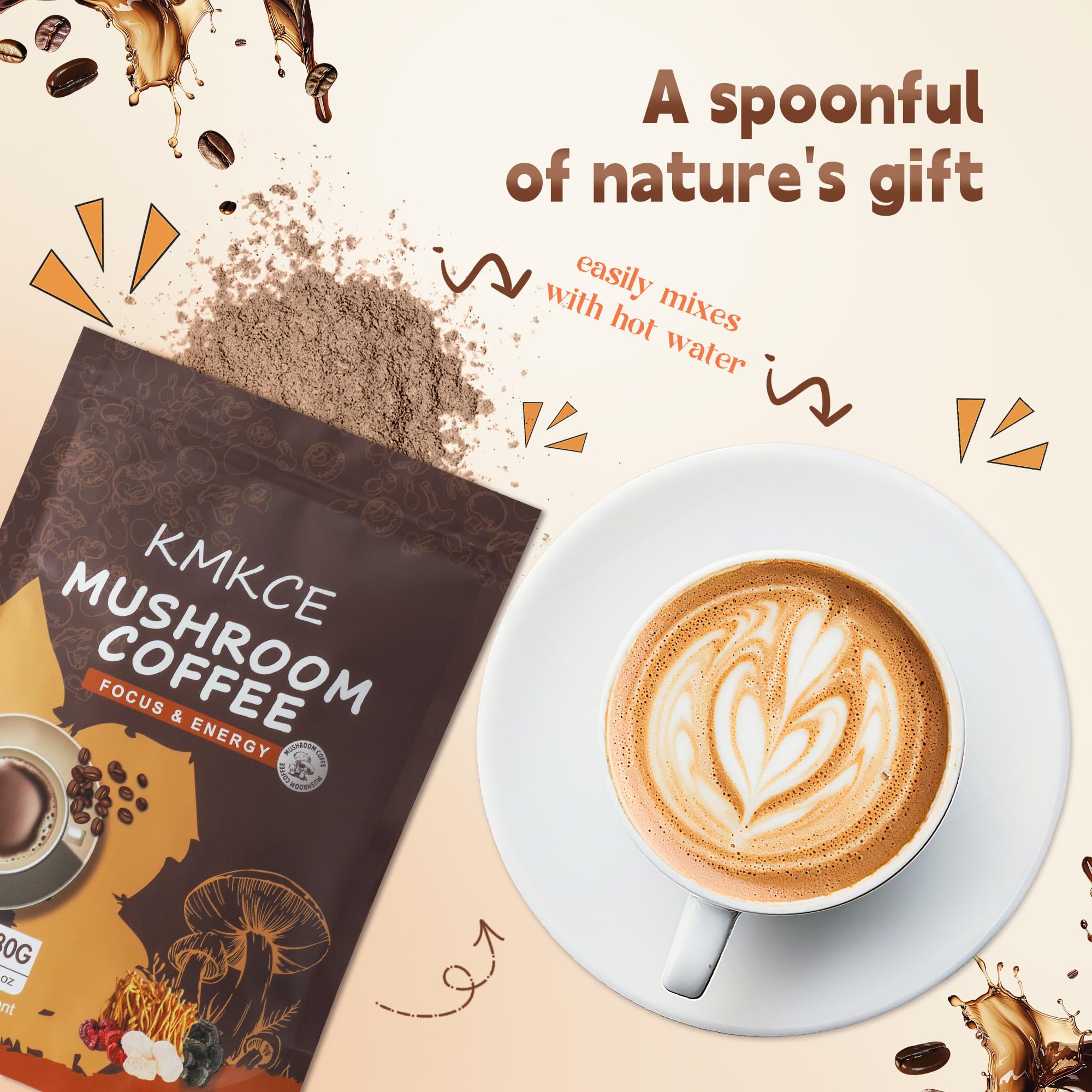 Mushroom Coffee with Lion's Mane & 6 Mushrooms – Energy, Digestion & Immune Support | 30 Servings
