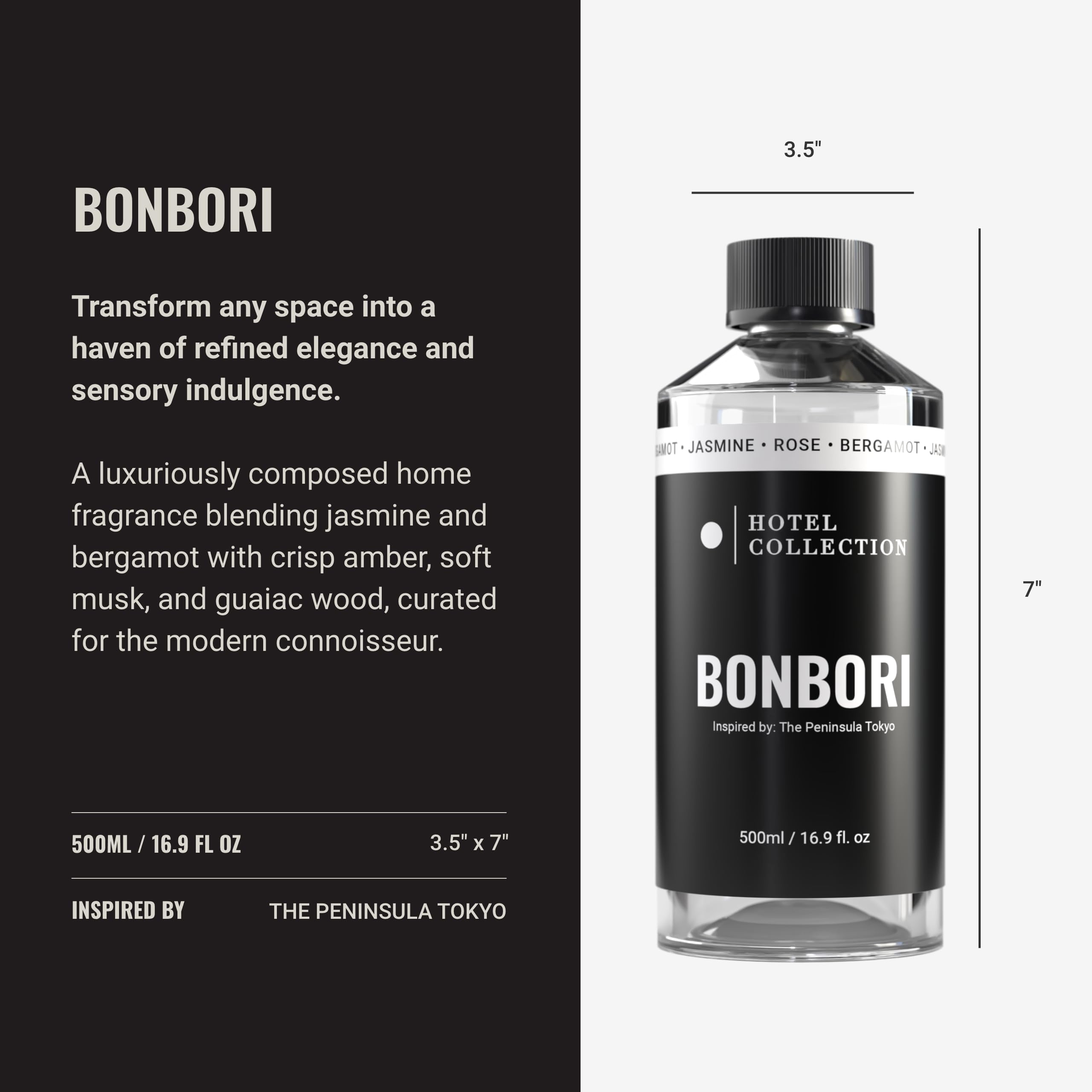 Hotel Collection Bonbori Diffuser Oil – Bergamot, Jasmine & Rose (500 mL)