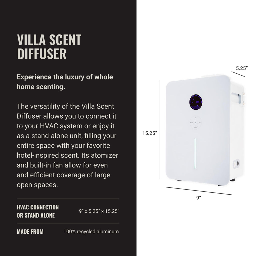 Hotel Collection Villa Scent Diffuser – HVAC or Standalone, 1800 sq ft, White