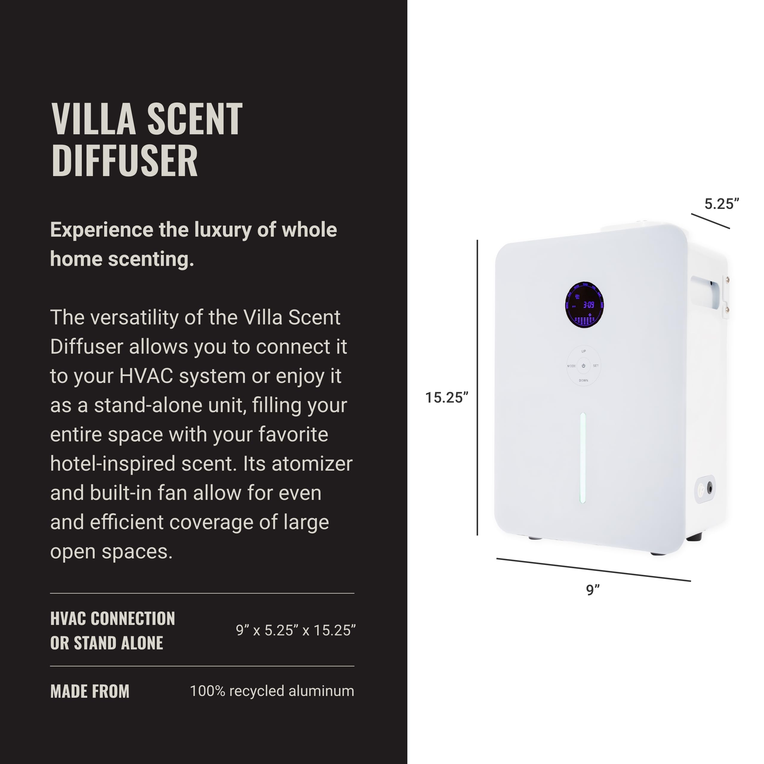 Hotel Collection Villa Scent Diffuser – HVAC or Standalone, 1800 sq ft, White