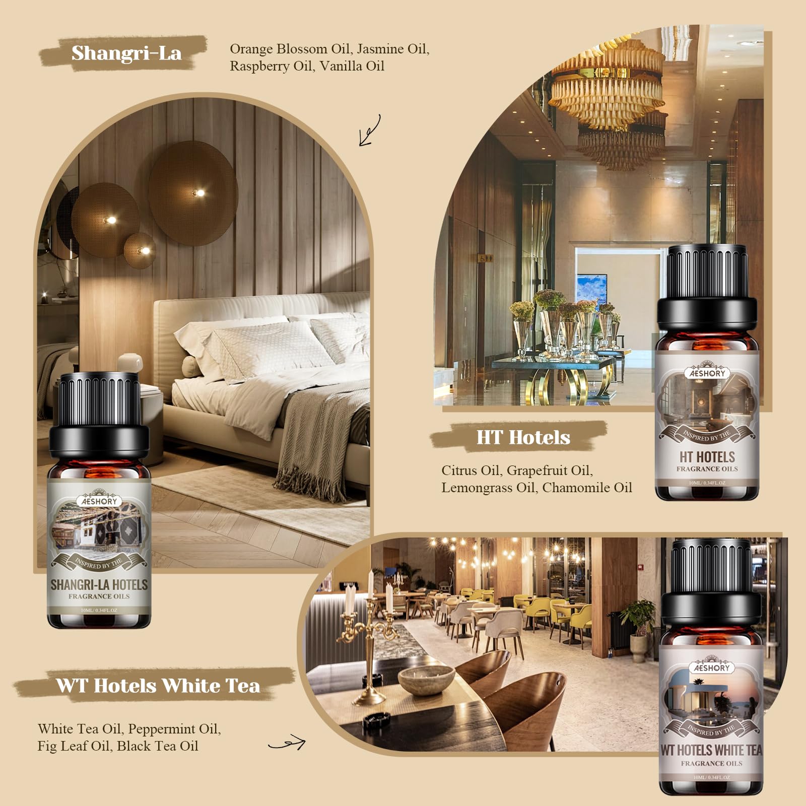 Hotel Diffuser Oils Gift Set – 6x10ml Luxury Fragrance Oils for Diffuser, Candle & Soap Making