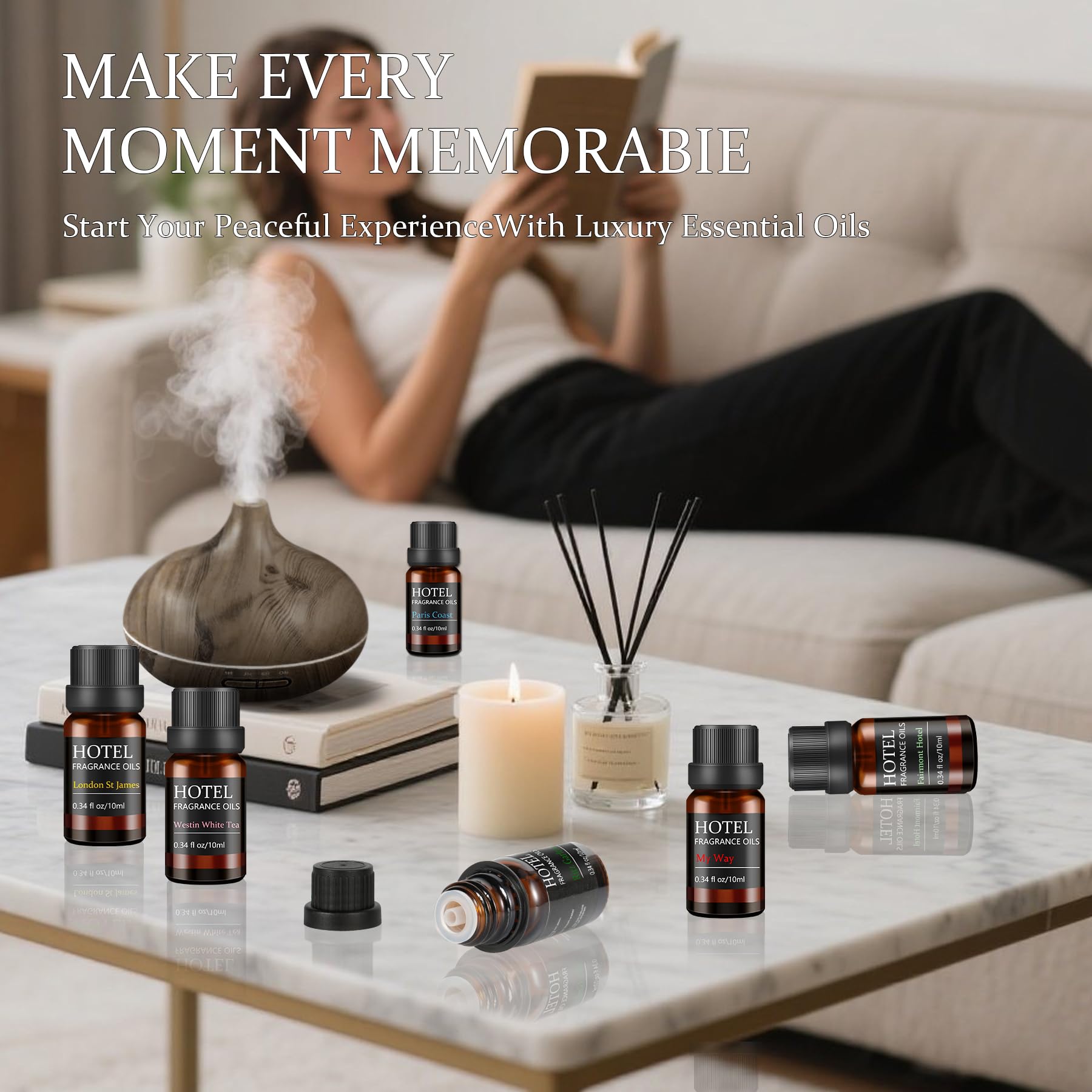 Hotel Collection Luxury Scent Diffuser Oils Set – My Way, Westin White Tea & Ritz-Carlton