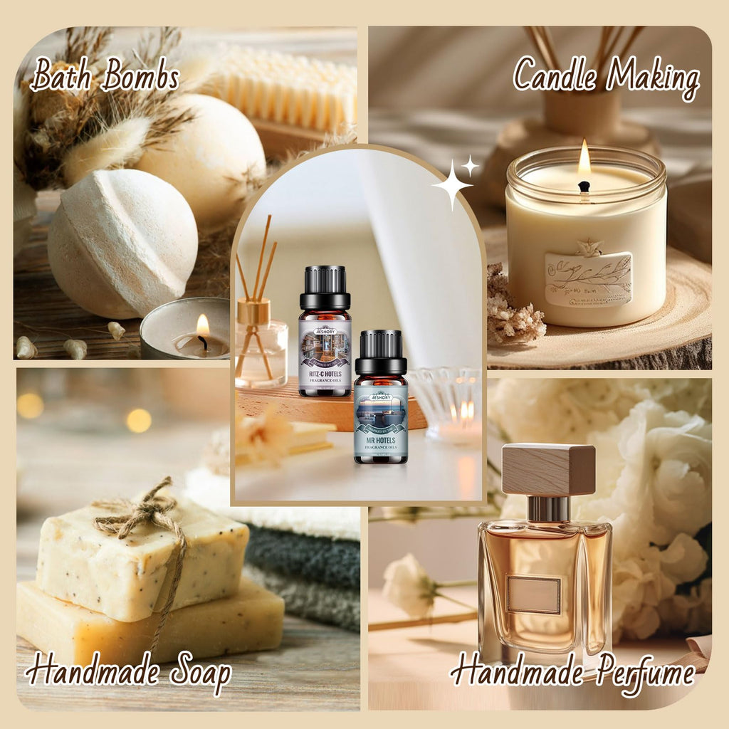 Hotel Diffuser Oils Gift Set – 6x10ml Luxury Fragrance Oils for Diffuser, Candle & Soap Making
