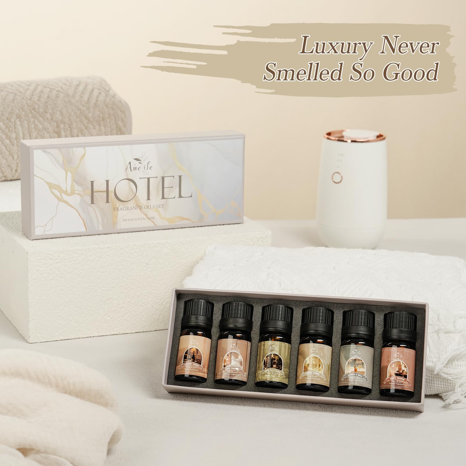 Hotel Essential Oils Set - 6 Premium Scents for Diffuser, Aromatherapy & Home