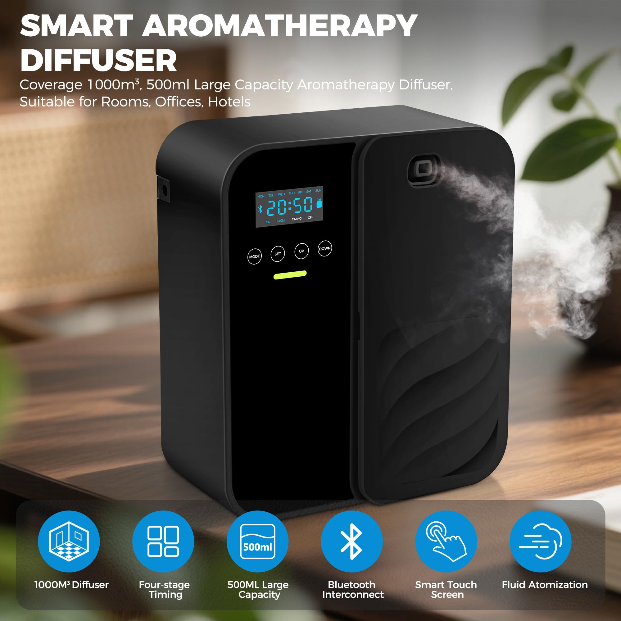 Hotel Scent Diffuser - Whole Home Scent Machine, 1000 m3 Coverage (~5000 Sq Ft), 500ml Capacity