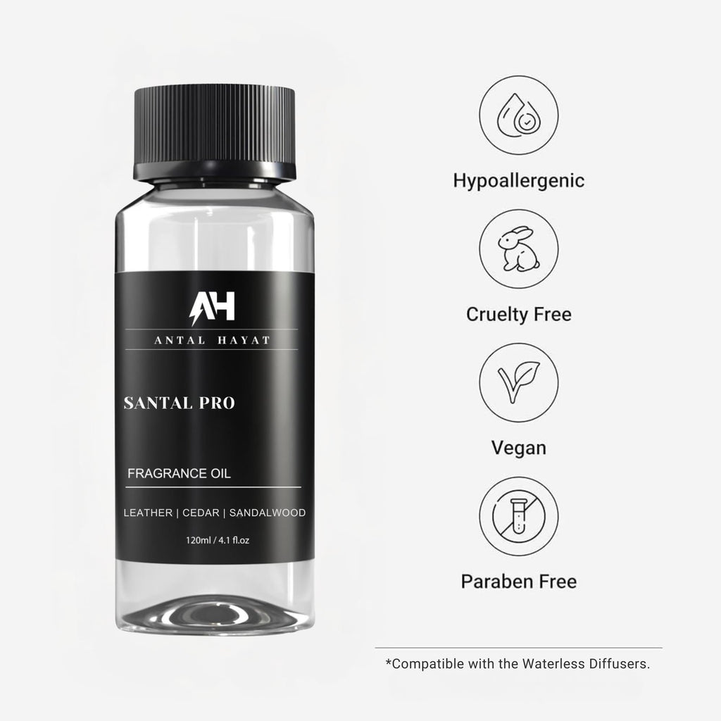 Hotel Scents Santal Diffuser Oil 120mL – 5-Star Hotel-Inspired Aromatherapy (Sandalwood, Leather & Cedar)