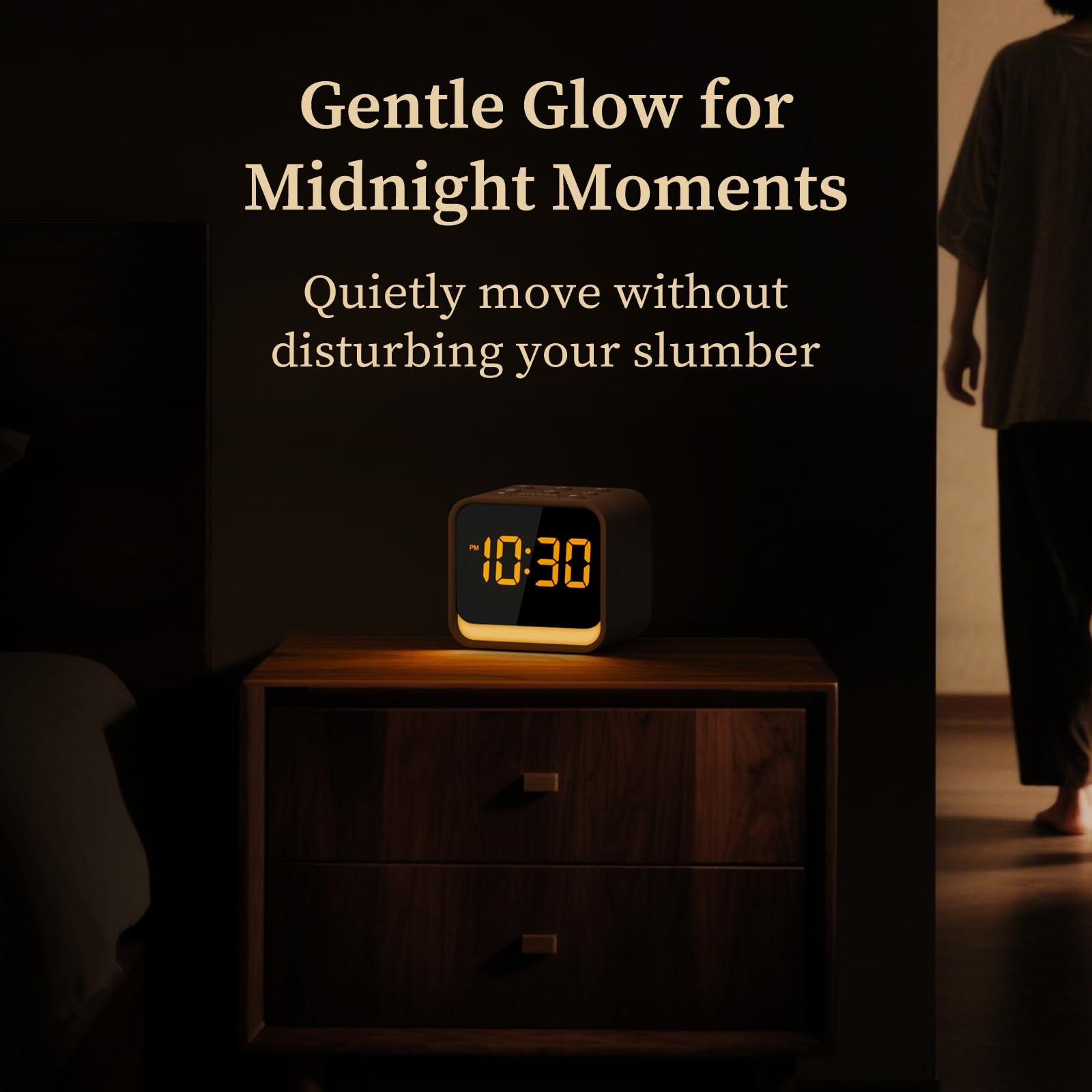 HOUSBAY Wooden Sound Machine Alarm Clock — Gentle Wake, Birdsongs & White Noise for Sleep
