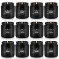 Howemon Scented Candle Set 12 Pack - Black Jar | Long-Lasting Soy Wax, Odor Elimination, Stress Relief Gift Set