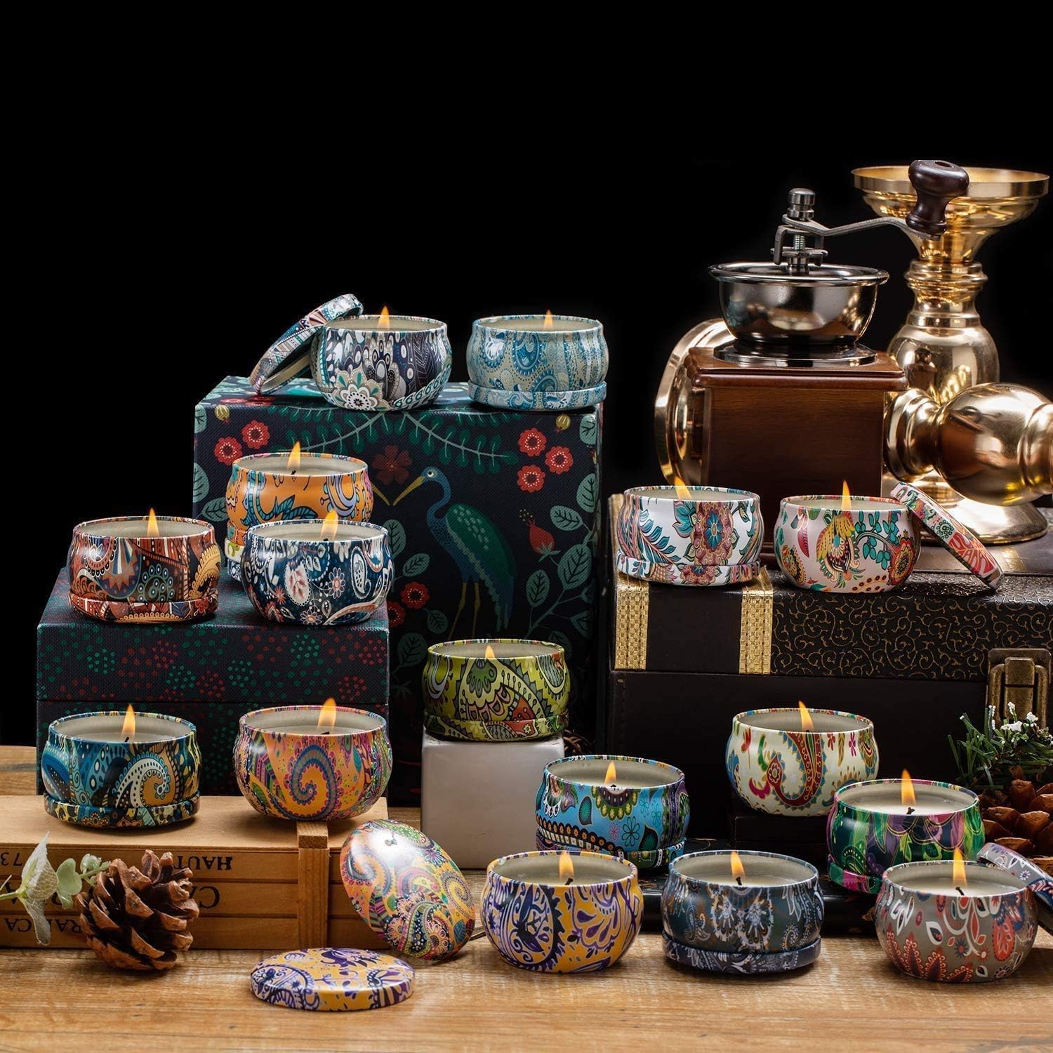 Howemon Scented Candles Gift Set - 16 Pack | Natural Soy Wax Travel Tin