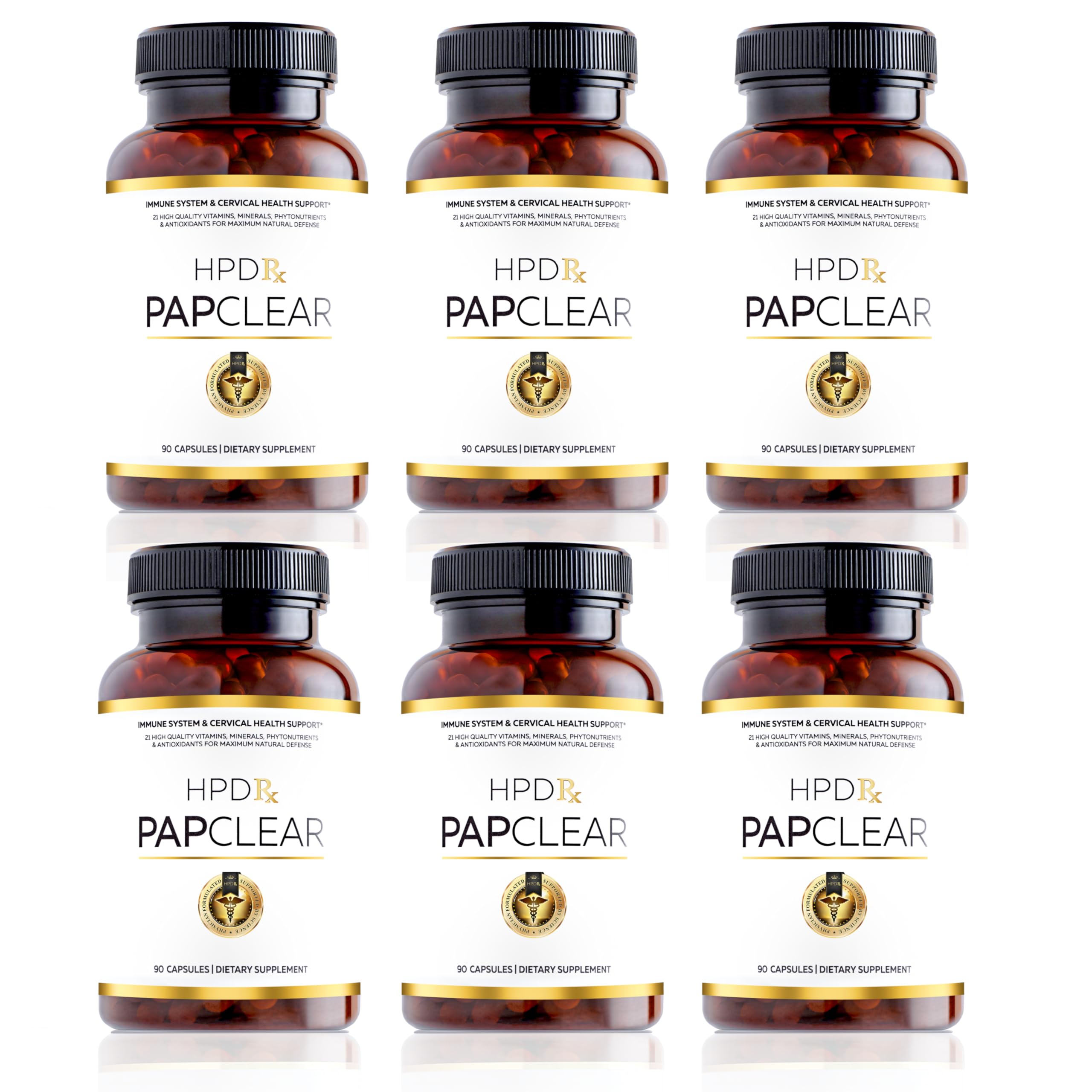 HPD Rx PAPCLEAR: Physician-Formulated Immune Support Supplement | All-Natural 90 Caps | Pack of 6