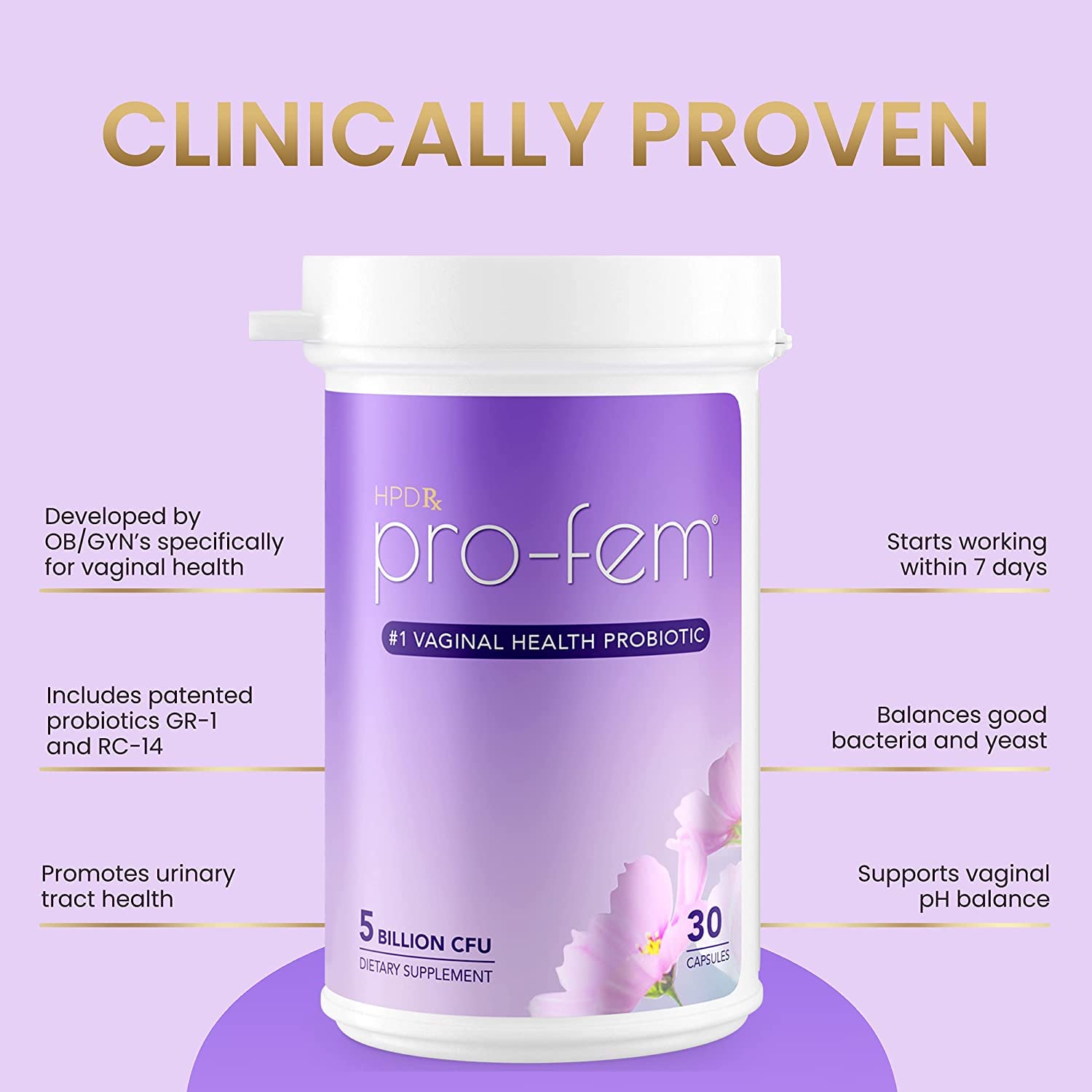 HPD Rx Pro-Fem Vaginal Health Probiotic (6-Pack) | pH Balance & UTI Support
