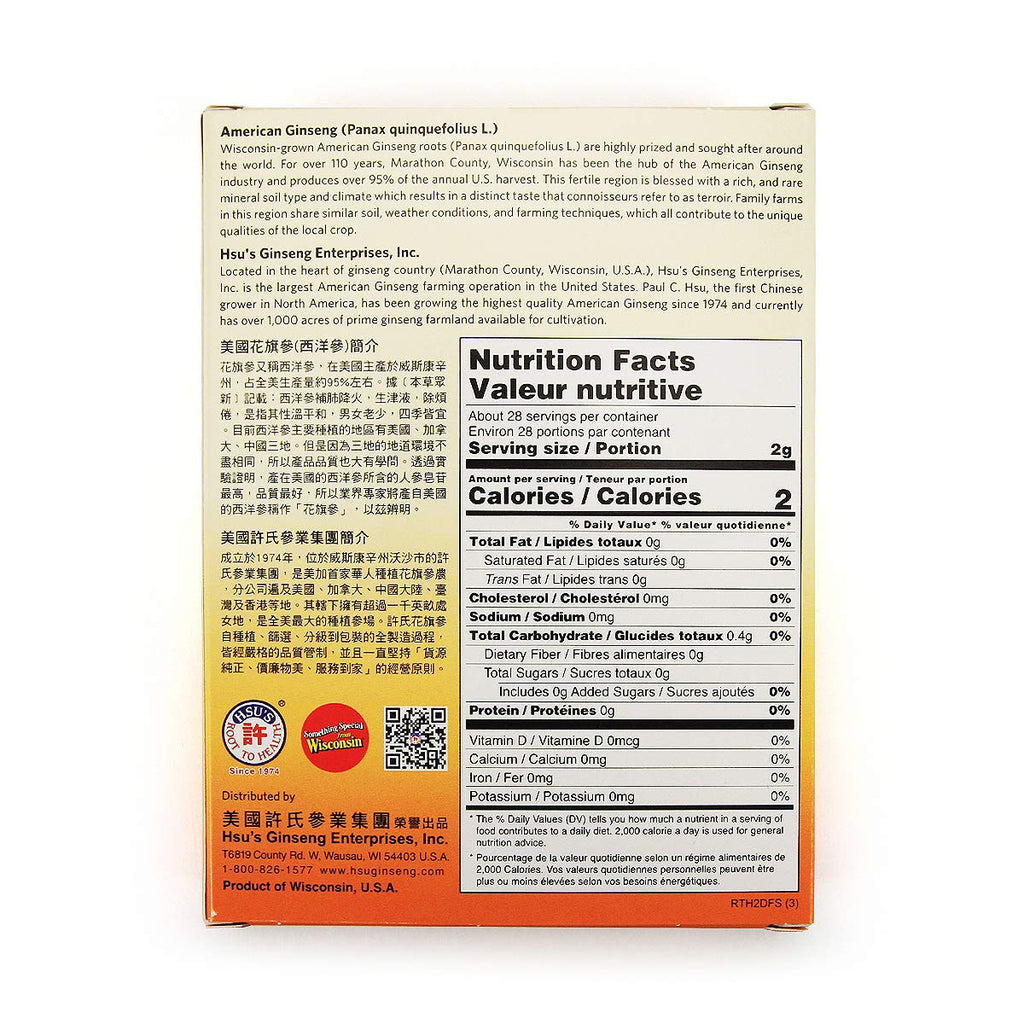 Hsu's Ginseng 113-4 | Cultivated American Ginseng from Marathon County, Wisconsin USA | 4oz Box