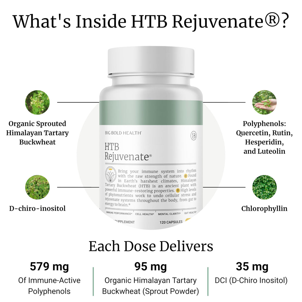 BIG BOLD HEALTH HTB Immune Rejuvenate – Polyphenol Immune Support with Himalayan Tartary Buckwheat, 120 Vegetarian Capsules