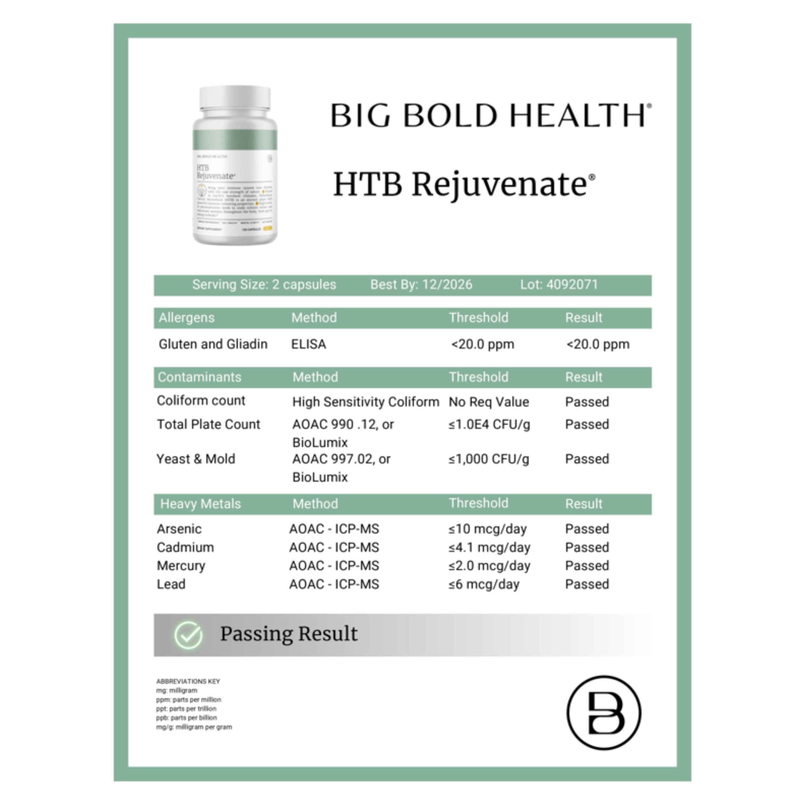 BIG BOLD HEALTH HTB Immune Rejuvenate – Polyphenol Immune Support with Himalayan Tartary Buckwheat, 120 Vegetarian Capsules