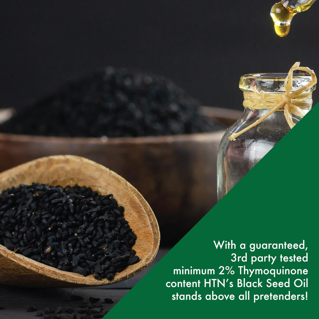 Health Thru Nutrition Black Seed Oil 500mg | 2% Thymoquinone | 100 Softgels | Organic, Non-GMO, Gluten & Soy Free