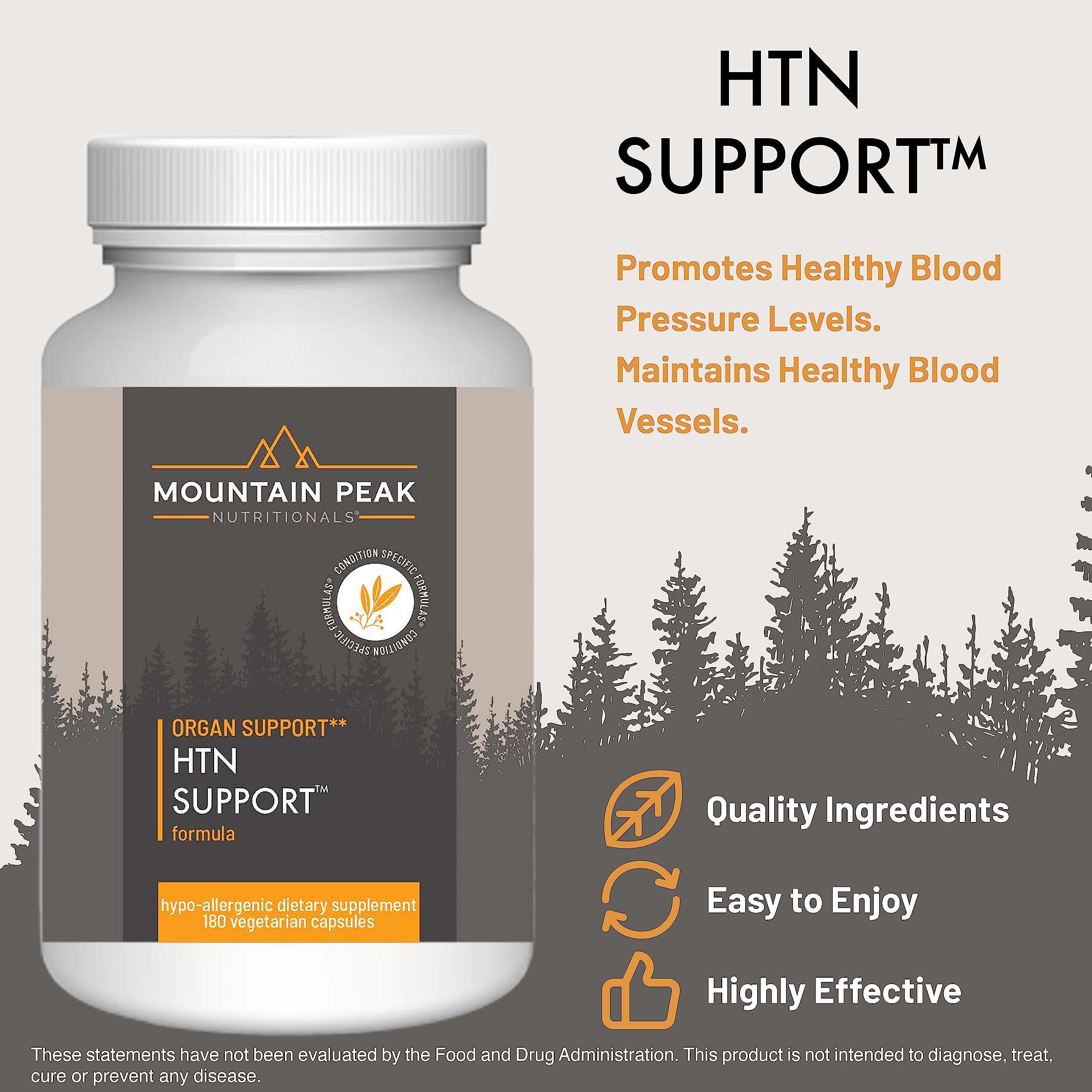 HTN Blood Pressure Support for Heart & Circulation - Mountain Peak (180 Veg Capsules)