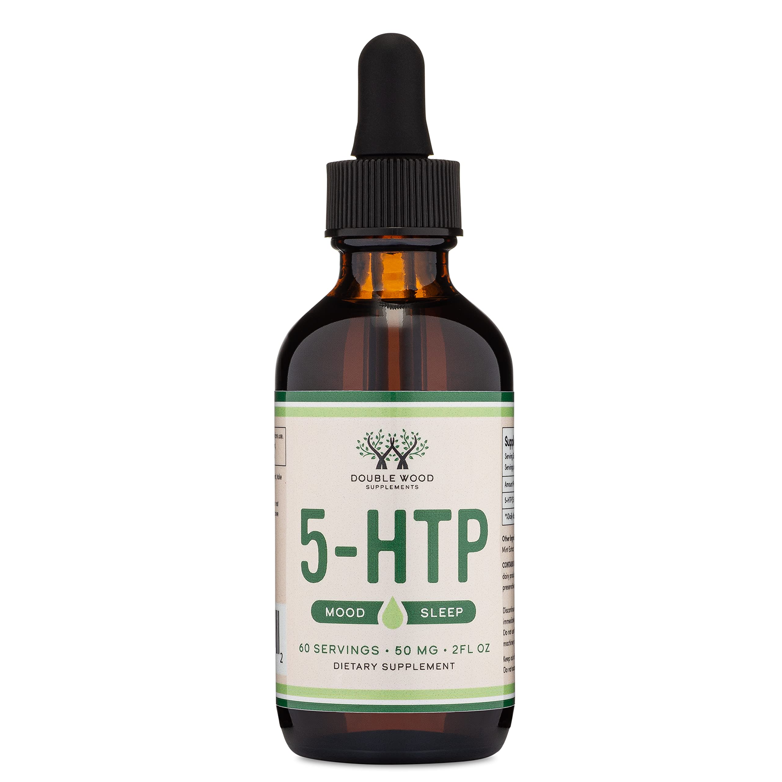5HTP Liquid Drops - More Absorbable and Effective Than 5 HTP Capsules (60 Servings of 50mg 99%+ 5-HTP) Serotonin Supplement for Mood, Sleep, and Relaxation by Double Wood (Pack of 2)