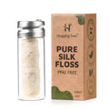 HUGGING TREE Natural Silk Dental Floss with Glass Dispenser – PFAS Free, Zero Waste Mint (33 Yards)