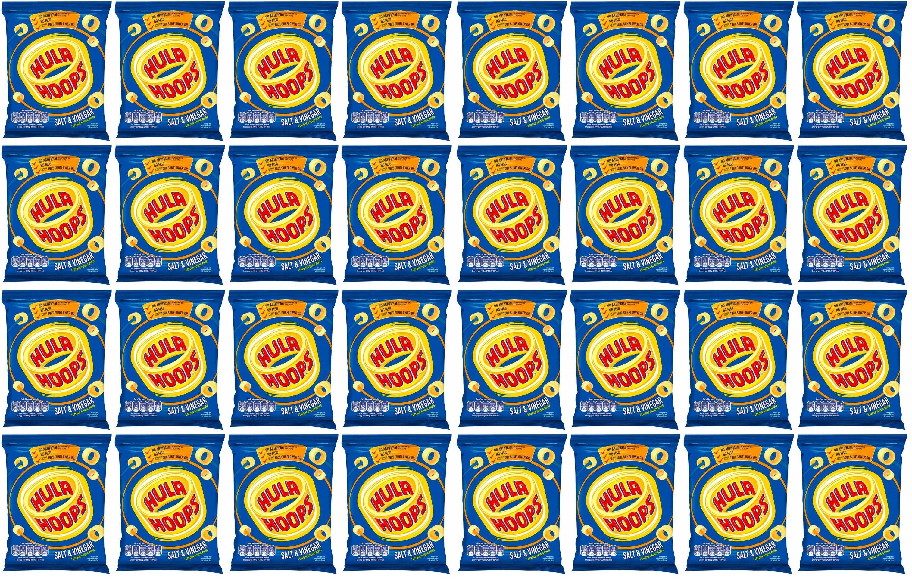 32 x Hula Hoops Salt & Vinegar Crisps 34G
