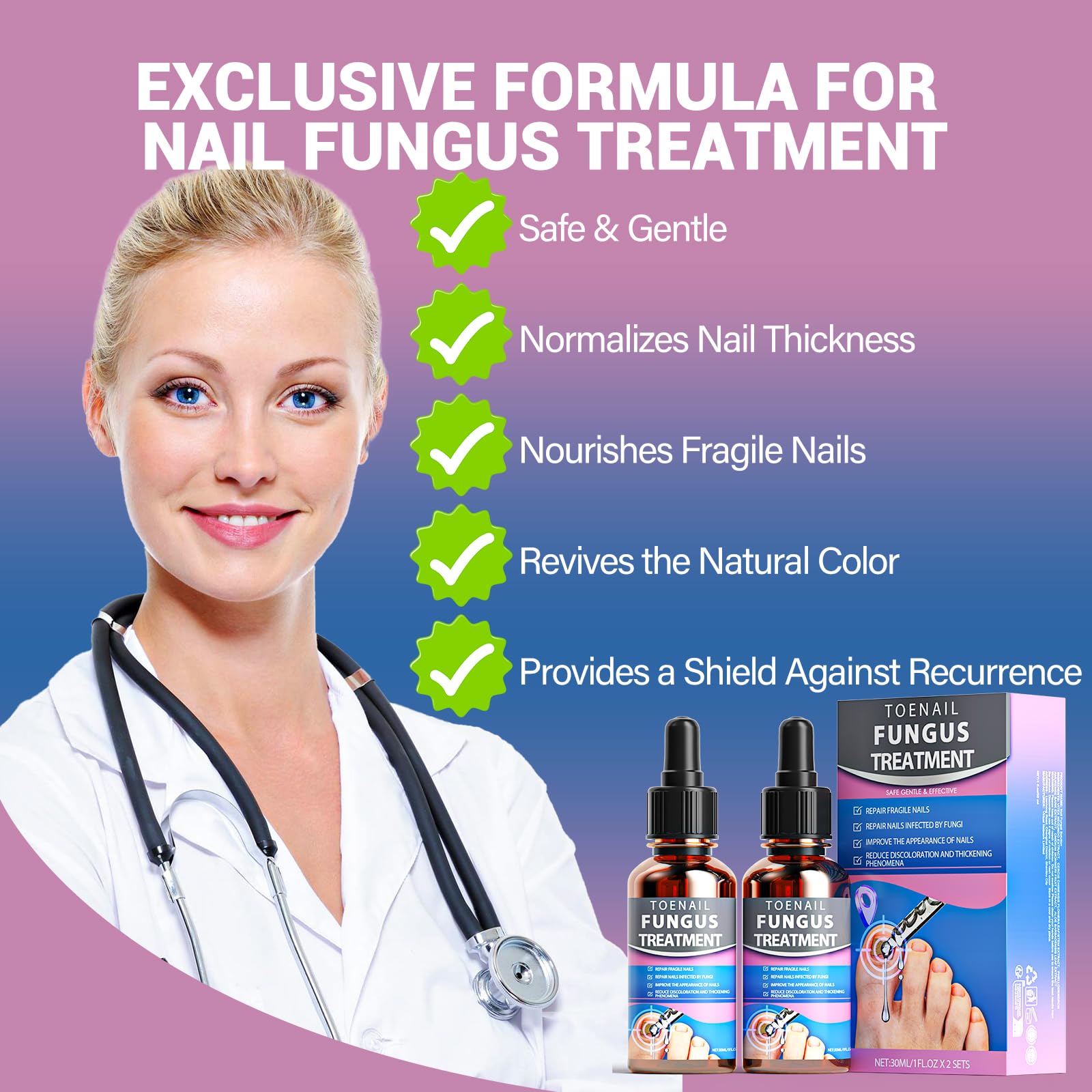 HULEIWA Toenail Fungus Treatment Extra Strength + Nail Repair Kit (2PCS)