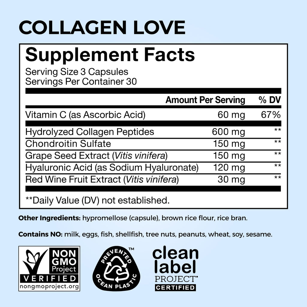 HUM Collagen Love Skin — Collagen Peptides with Hyaluronic Acid & Vitamin C, 90 Capsules