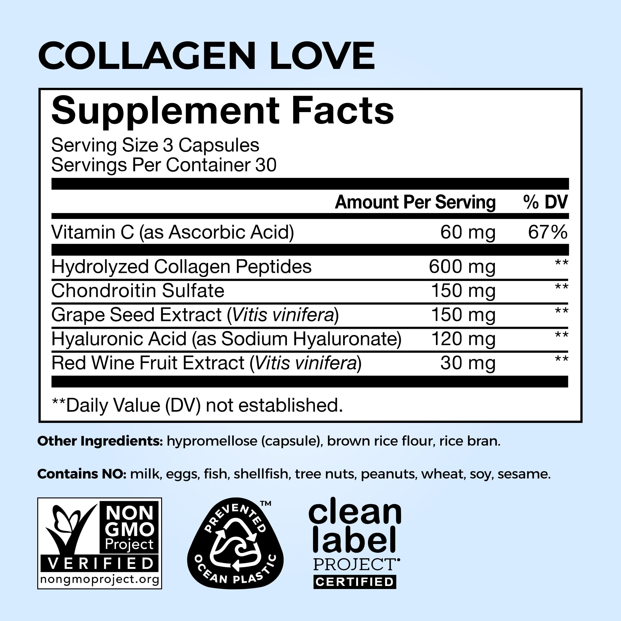 HUM Collagen Love Skin — Collagen Peptides with Hyaluronic Acid & Vitamin C, 90 Capsules