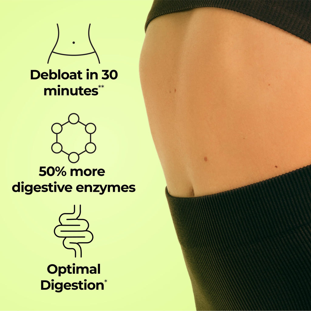 HUM Flatter Me Extra Strength Digestive Enzymes – Fast Acting Debloat, Ginger & Peppermint, 60 Capsules