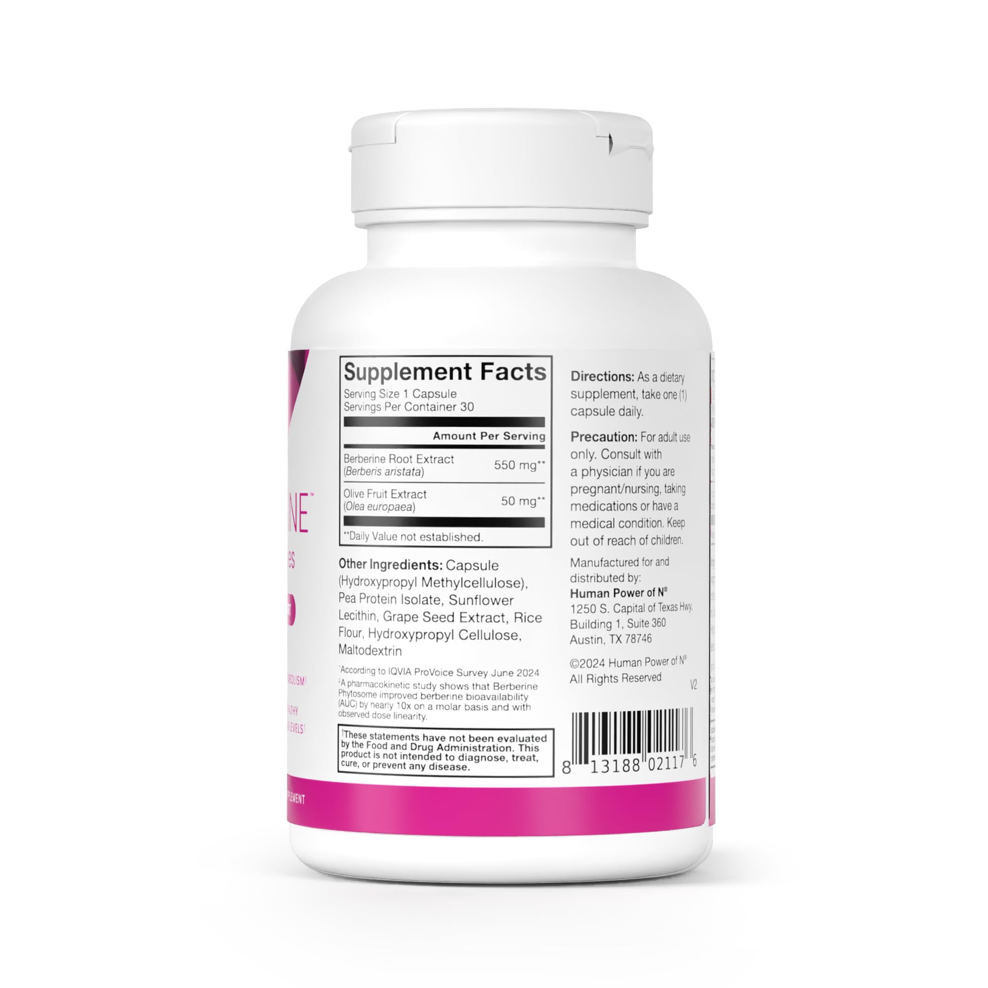 Humann SuperBerine Berberine — High-Absorption Formula with Olive Leaf for Metabolic Support