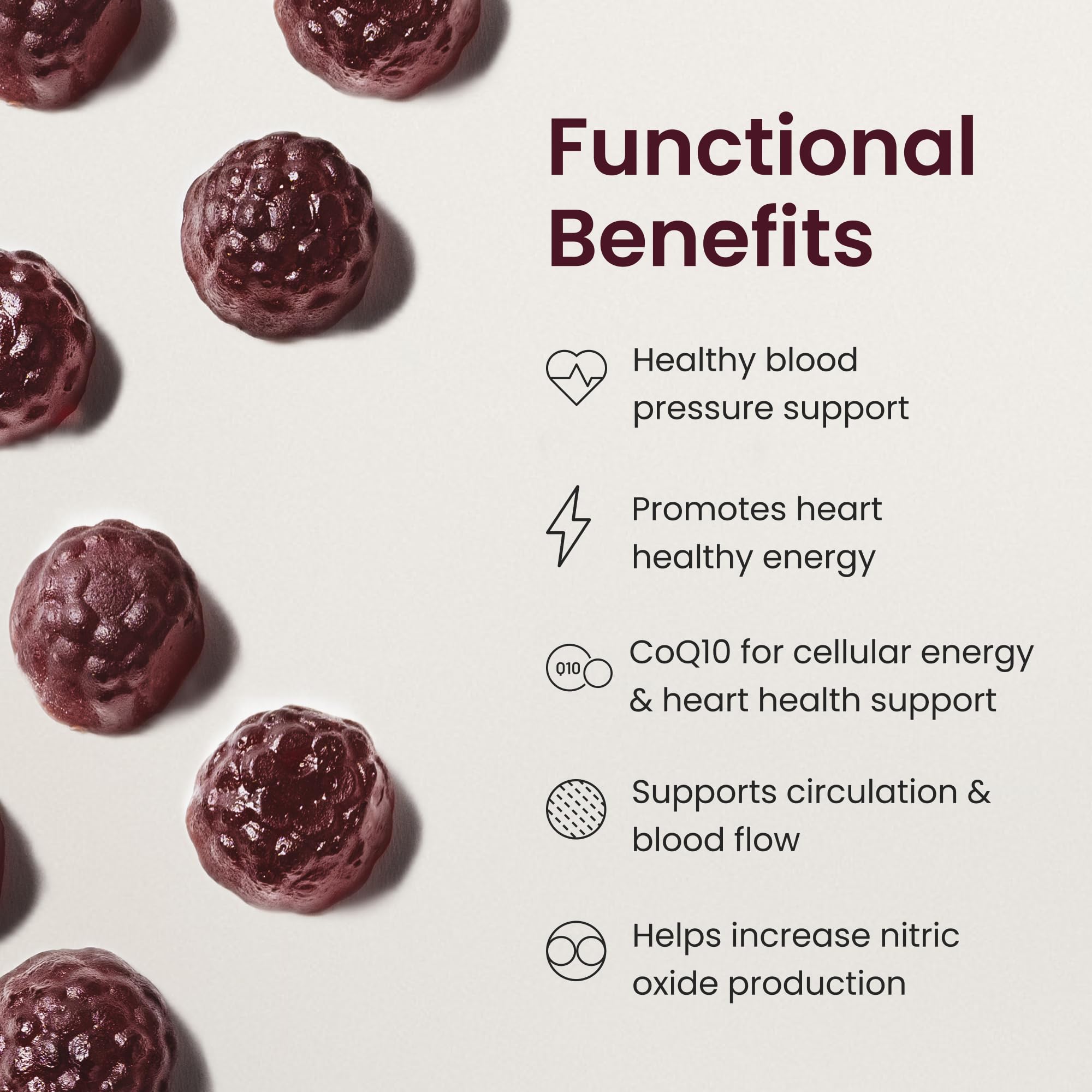 Humann SuperBeets Heart Gummies Advanced - CoQ10 150 mg + Beet Root Powder & Grape Seed Extract, 60 Count
