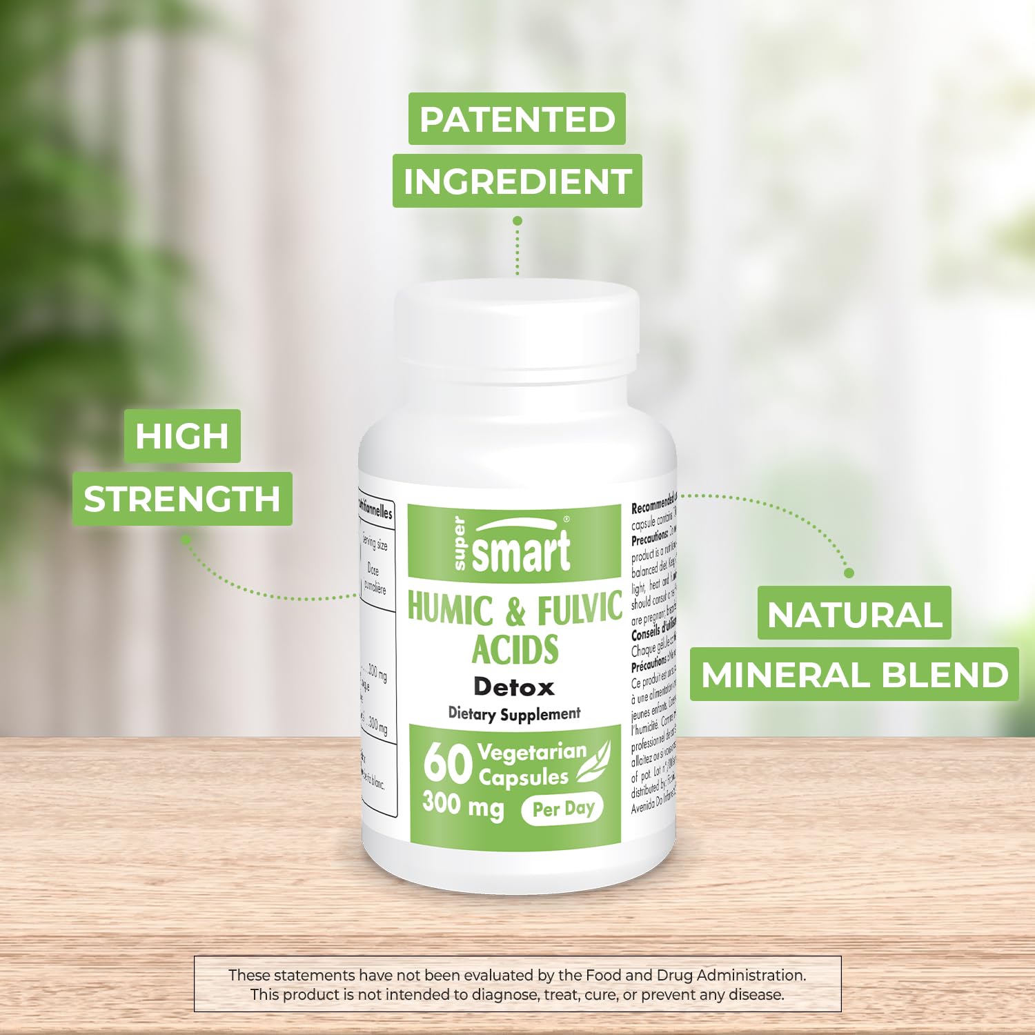 Supersmart Humic & Fulvic Acid Supplement 300mg Daily - 60 Veg Capsules