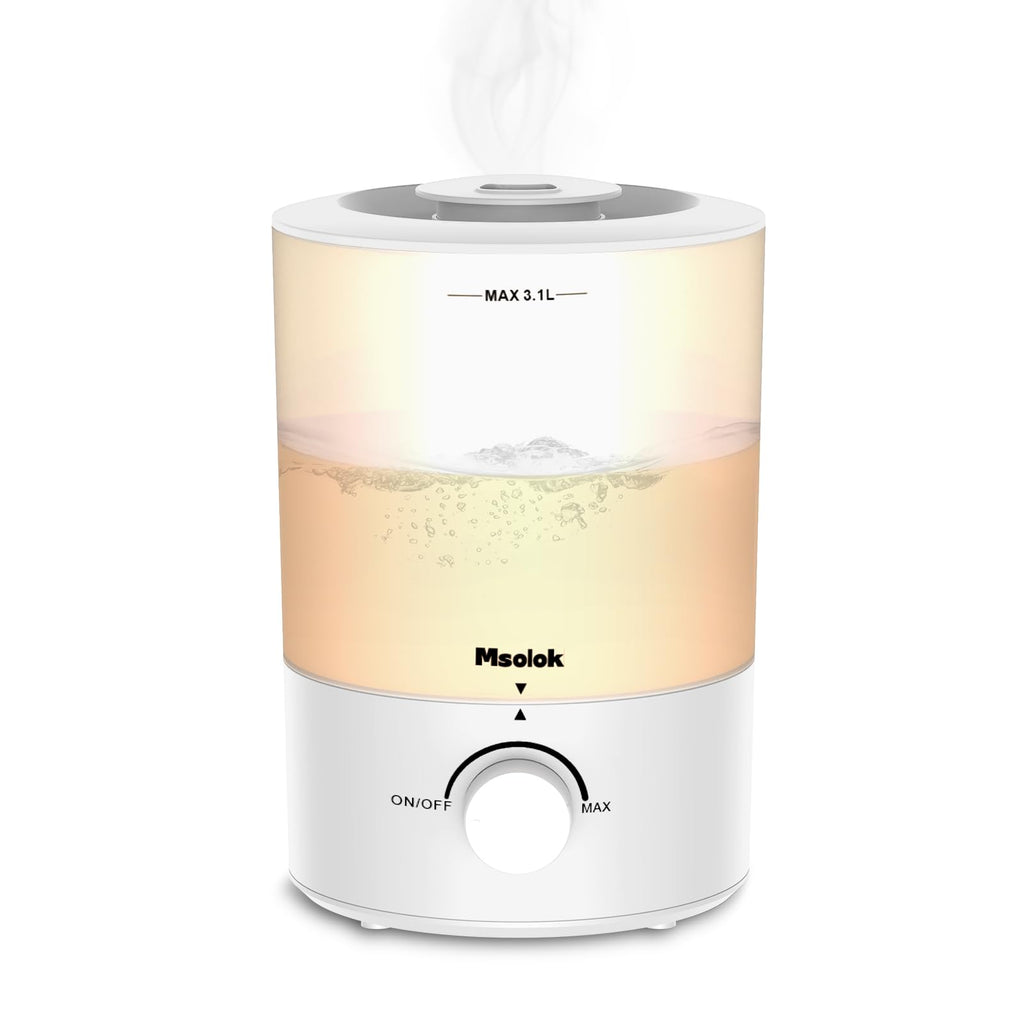 Humidifiers for Bedroom - 3.1L Top Fill Cool Mist, 360-degree Nozzle, 25W Ultrasonic