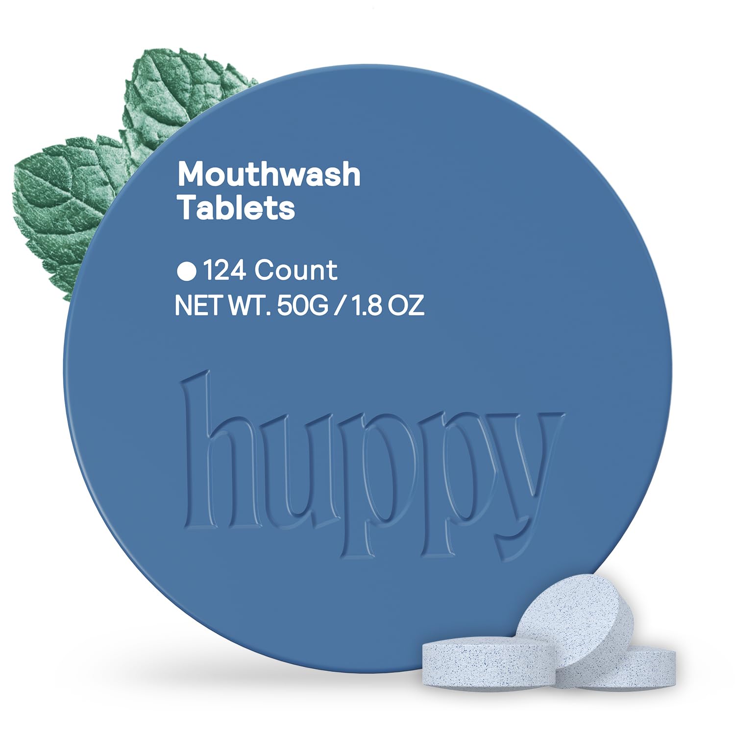 HUPPY Mouthwash Tablets with Nano Hydroxyapatite – Fresh Breath & Remineralization (124ct, Cool Mint)