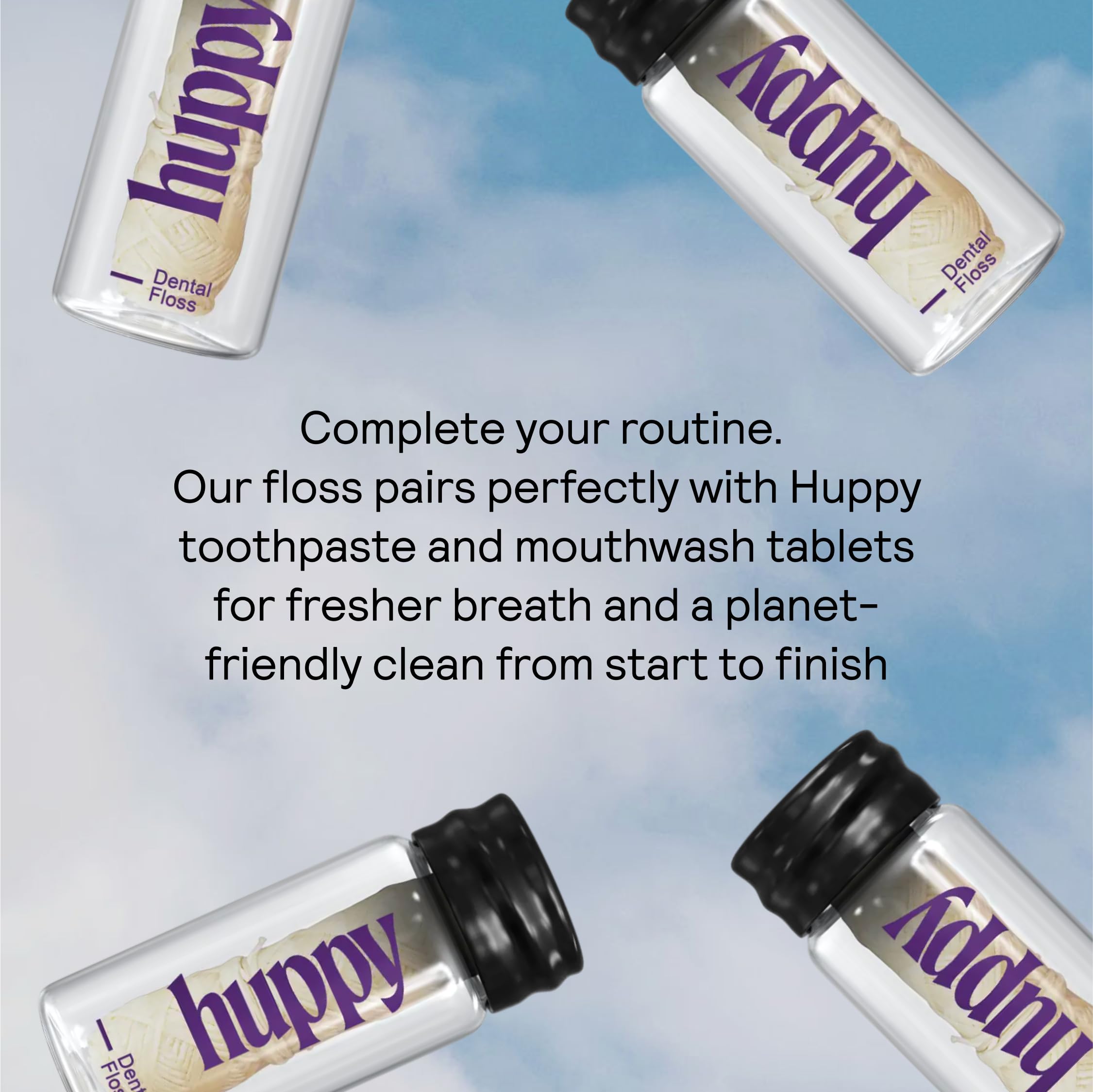 HUPPY Plastic-Free Vegan Dental Floss – Compostable, Refillable Jar