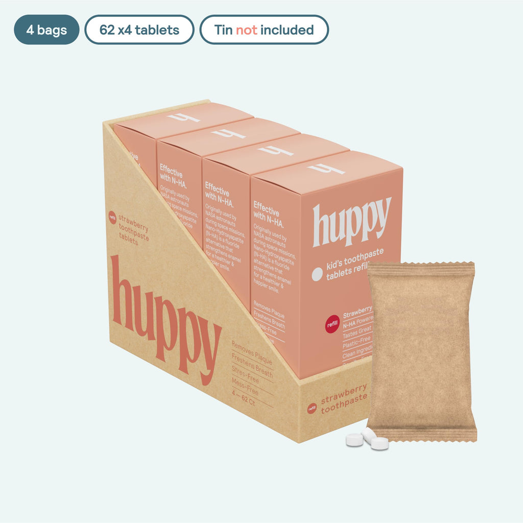 HUPPY Toothpaste Tablets – Nano HA, Strawberry, Fluoride-Free