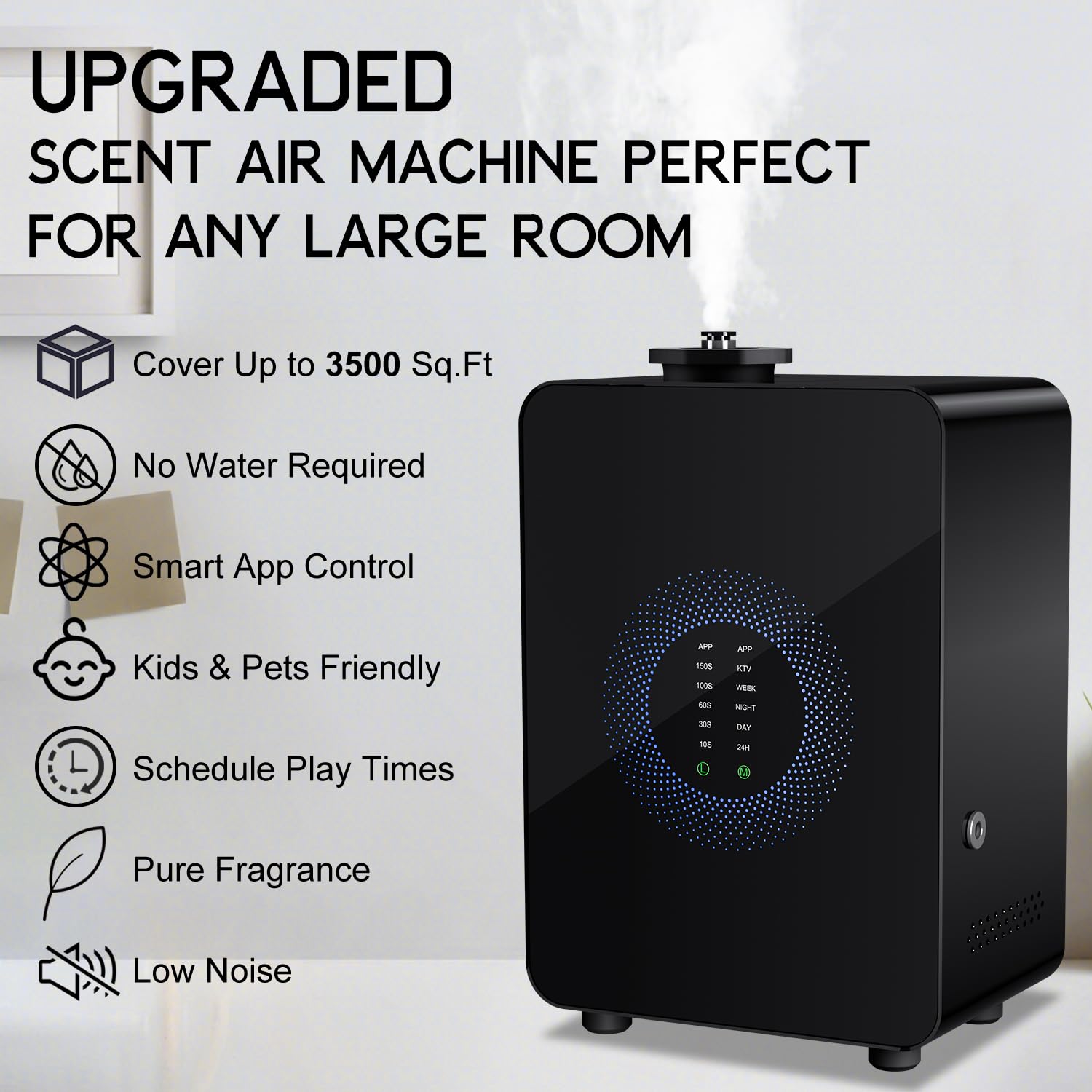 HVAC Scent Diffuser (Up To 3,500 Sq Ft) - Cold Air Diffusion, Black