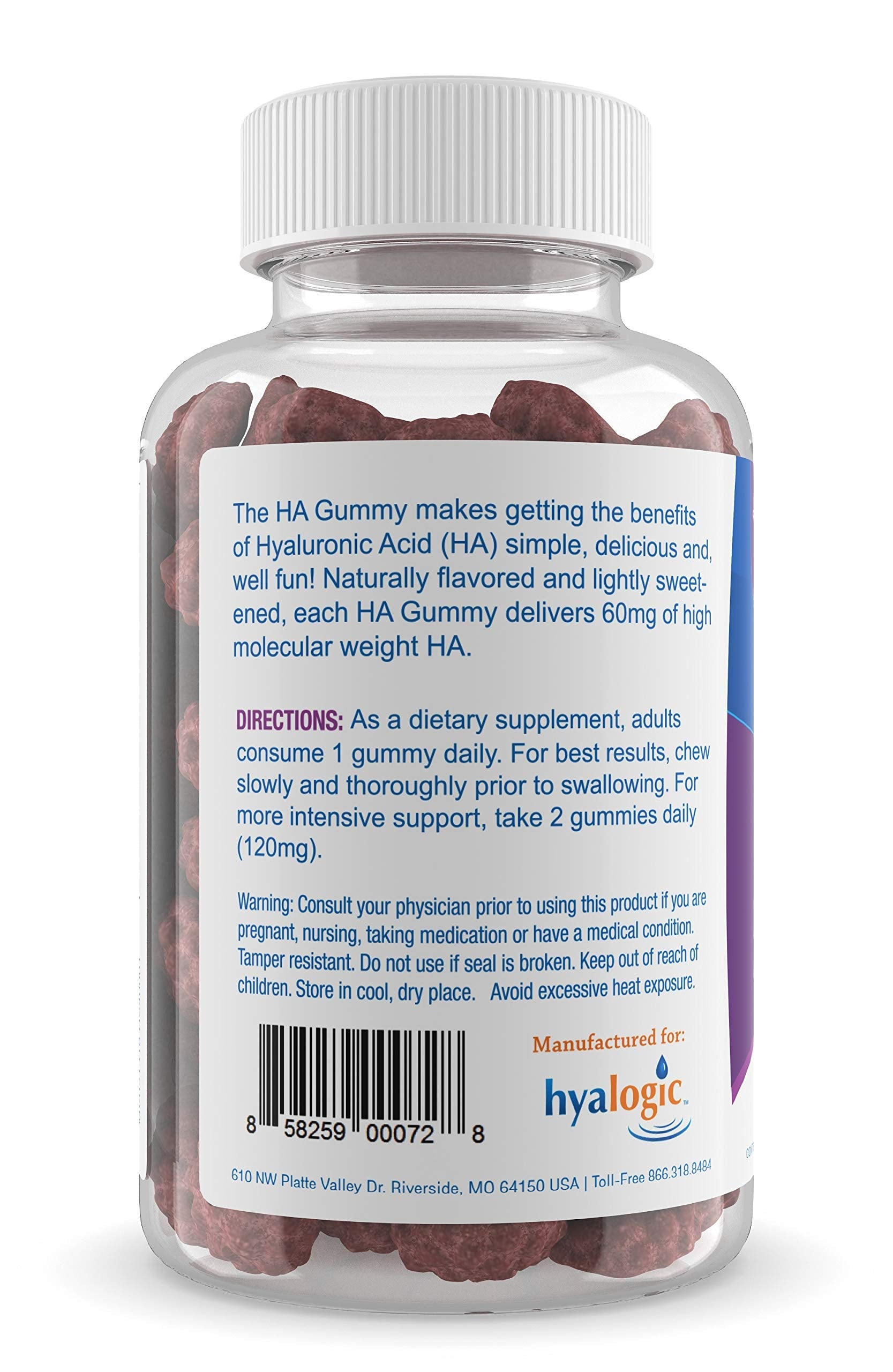 Hyalogic Hyaluronic Acid Gummies – Mixed Berry | Gluten-Free HA for Joints, Skin & Eyes