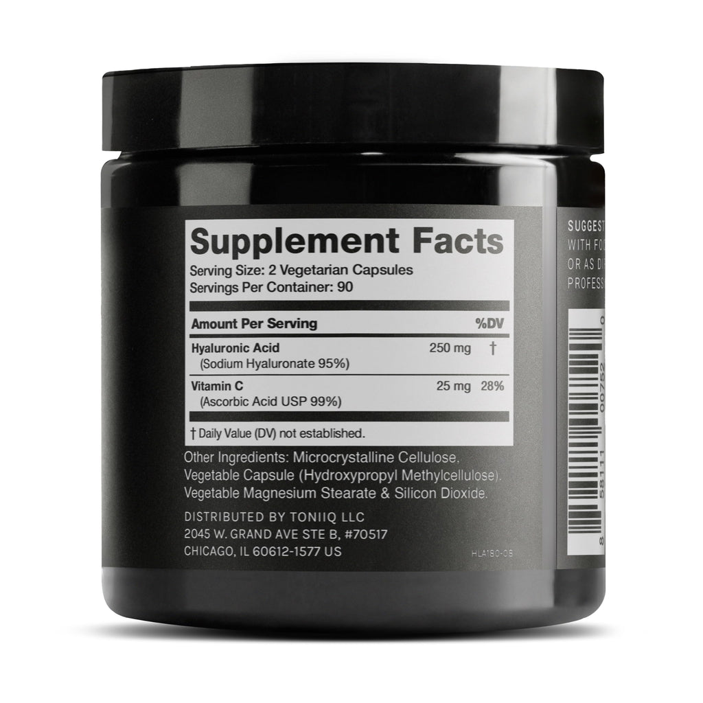 Hyaluronic Acid Supplements – 95% Purity, Fermented, Vitamin C – Lab & Third-Party Tested – 180 Capsules